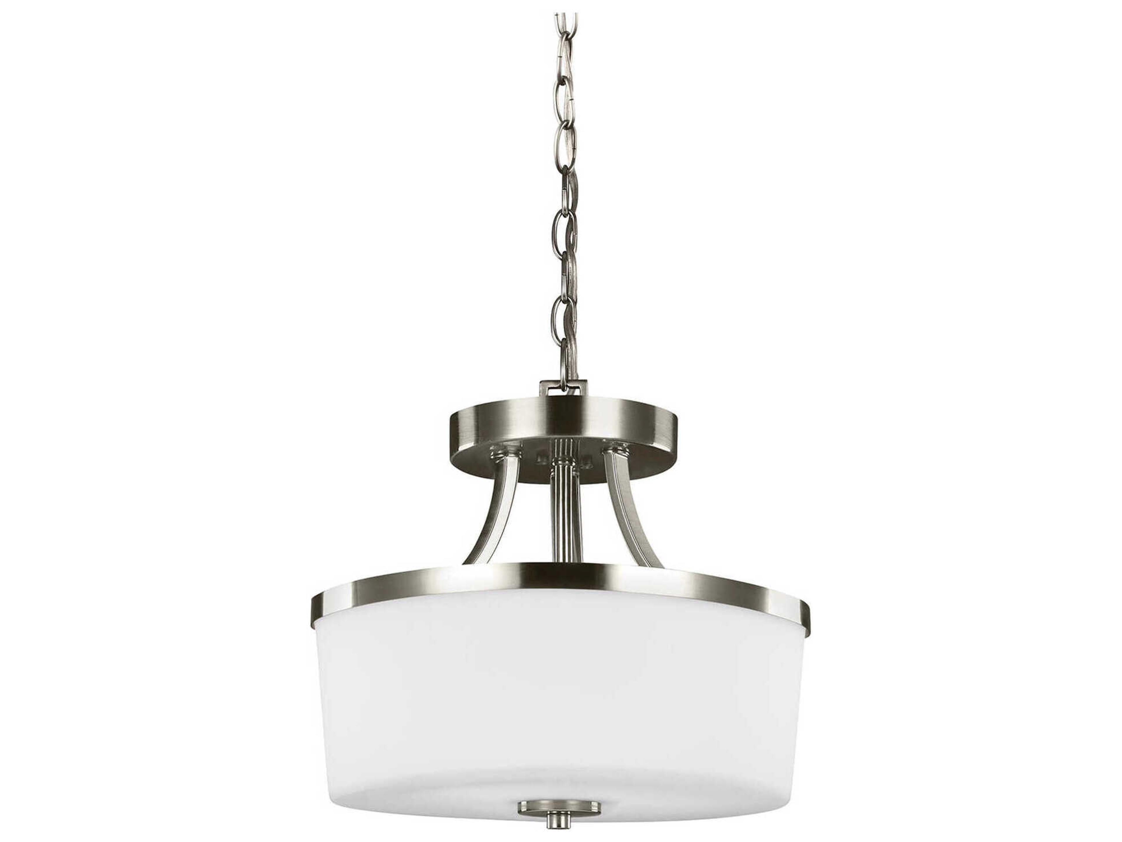Hettinger 2-Light Brushed Nickel Glass Drum Pendant