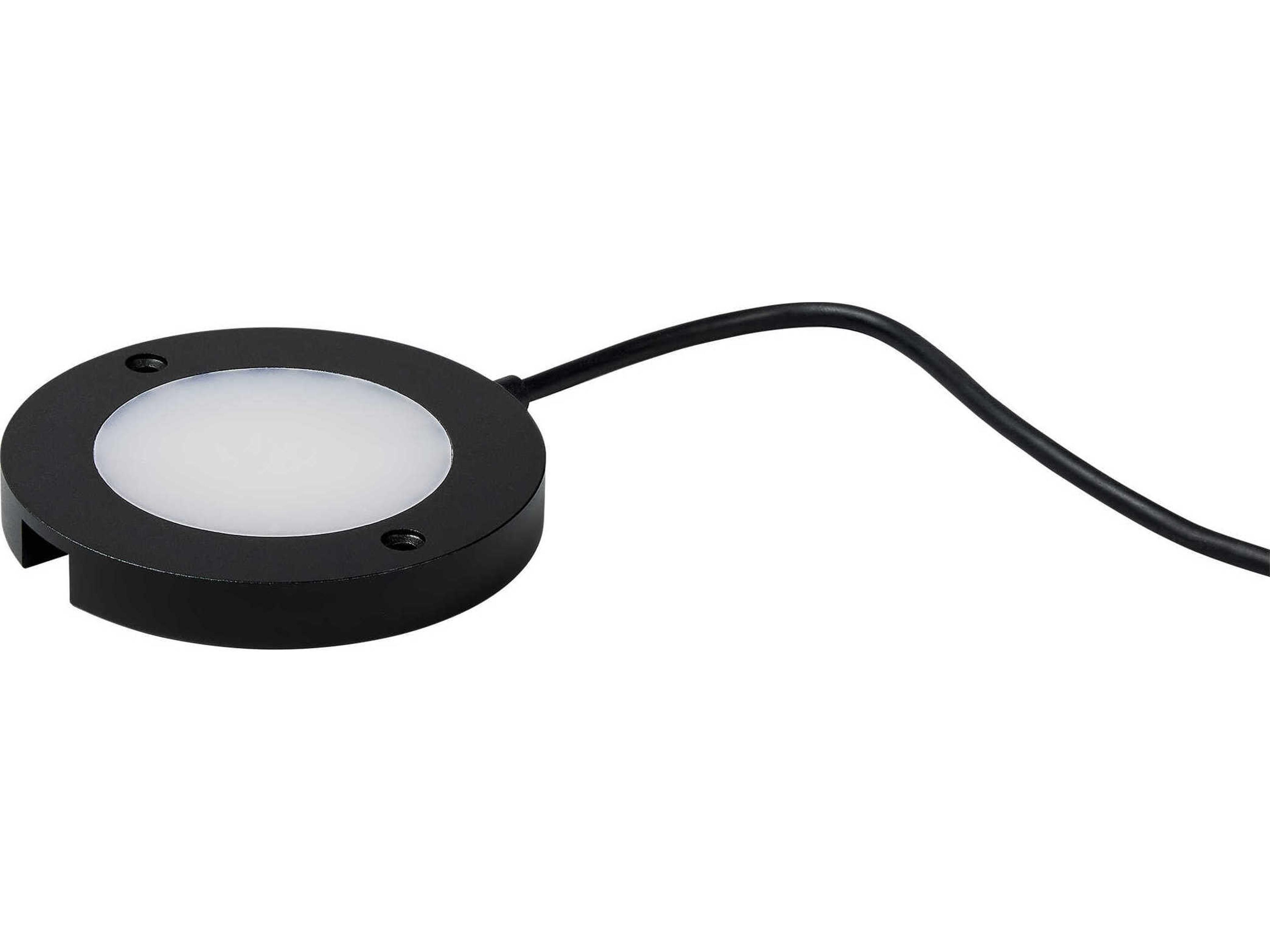 Generation Lighting Disk Black 3000K Round Under Cabinet Light