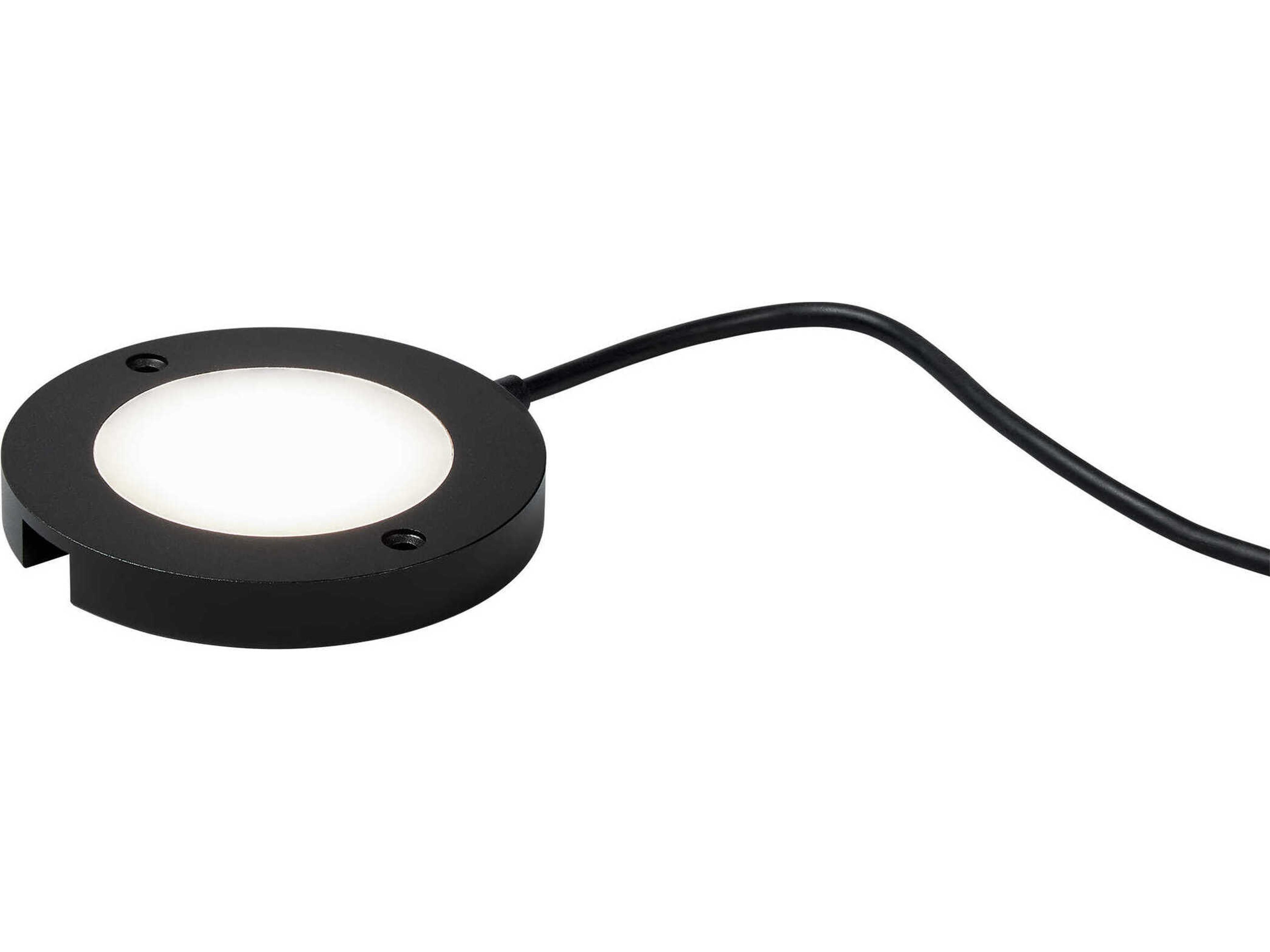 Generation Lighting Disk Black 3000K Round Under Cabinet Light