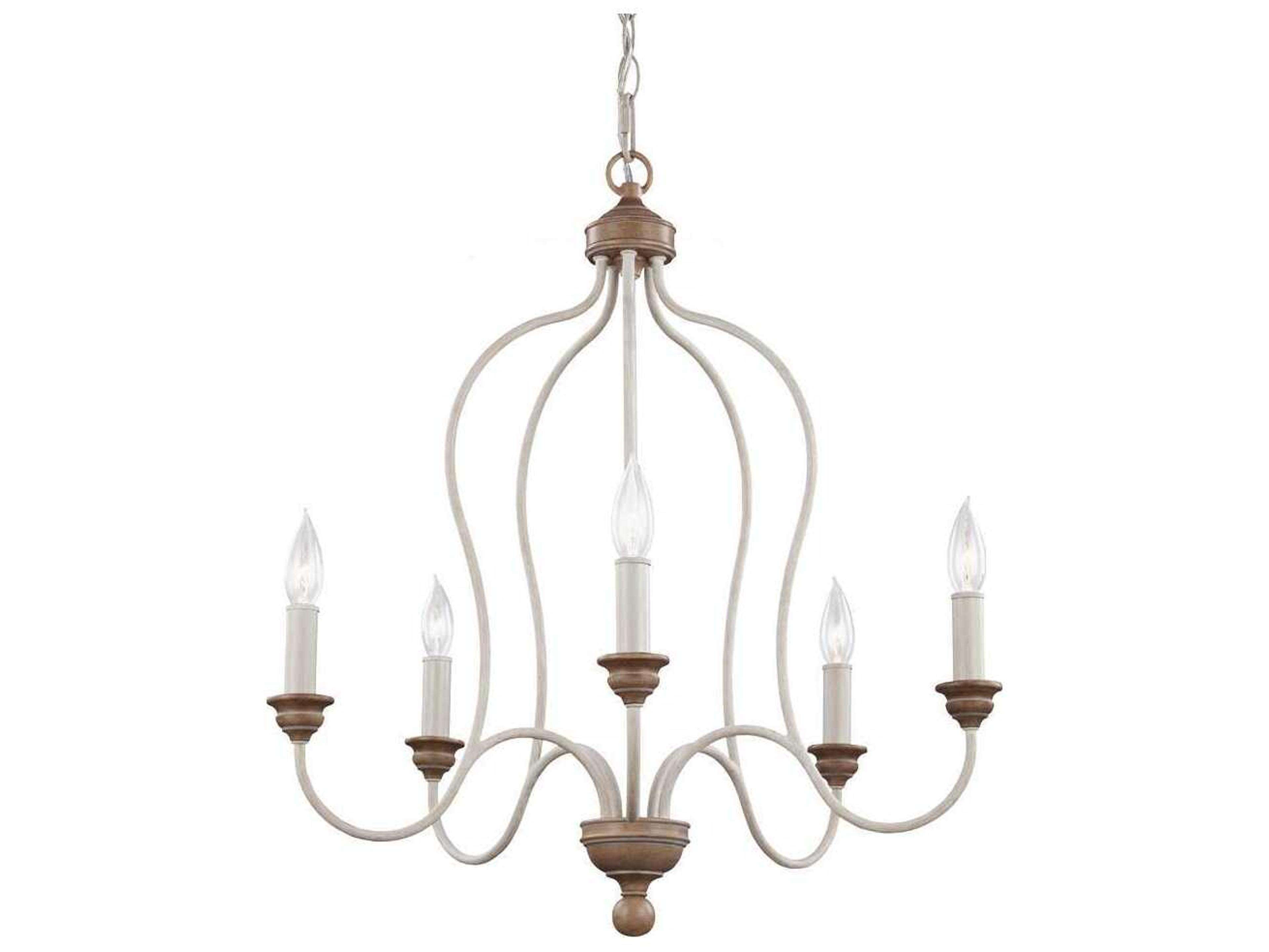 Hartsville 5-Light Chalk Washed Beachwood White Candelabra Chandelier