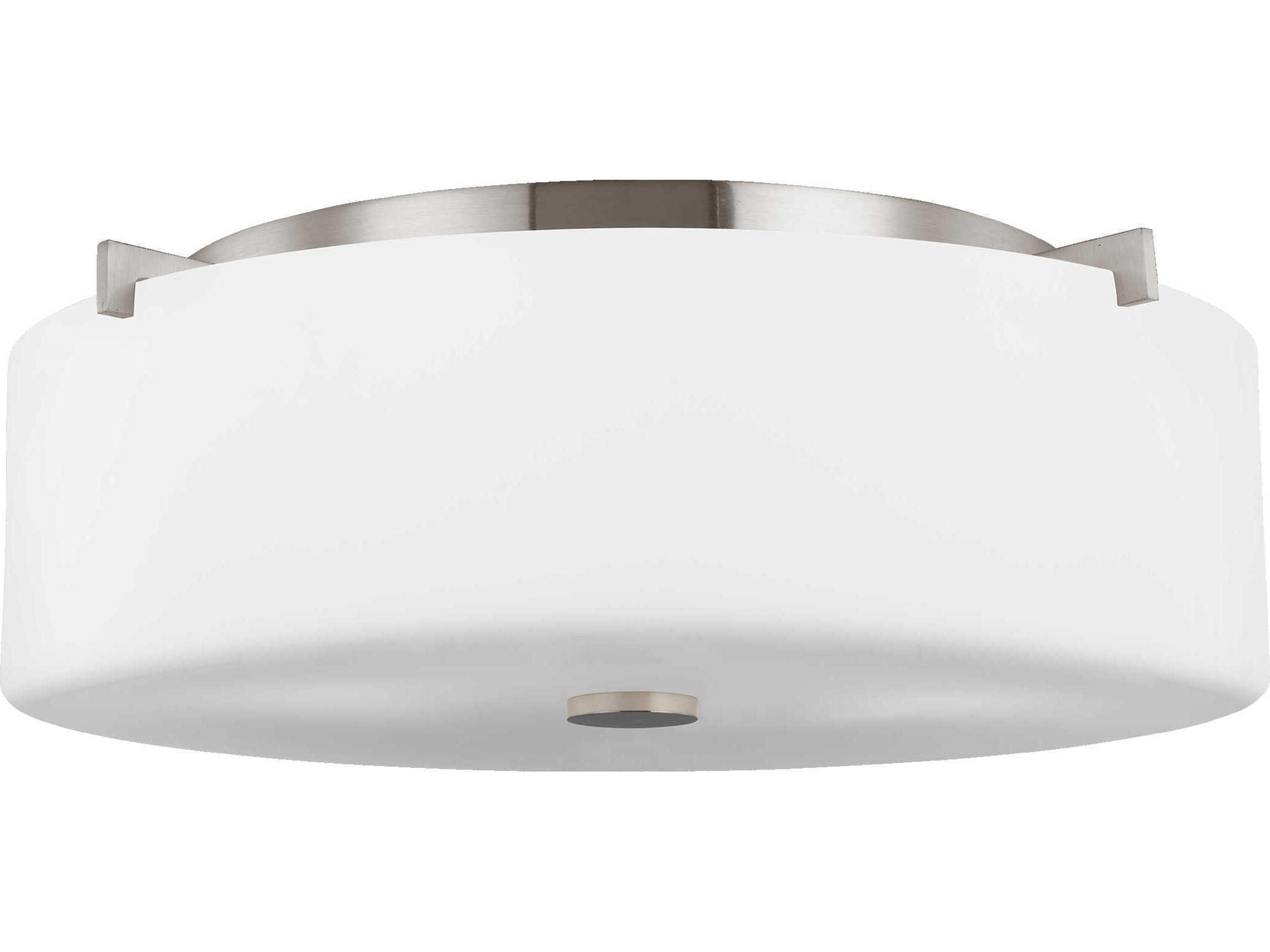 Sunset Drive 3-Light Brushed Steel Glass Drum Flush Mount