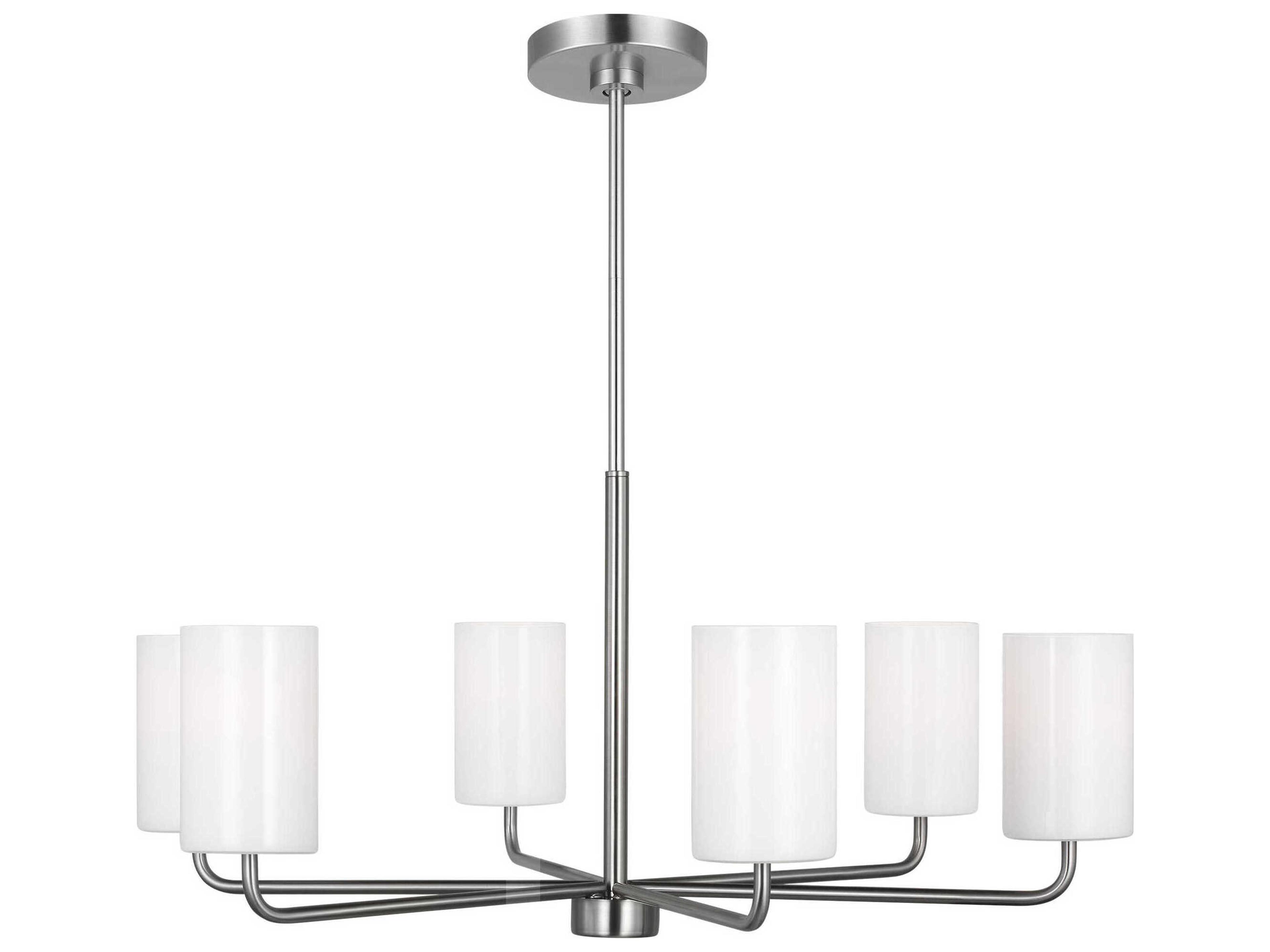 Rhett 6-Light Brushed Steel Cylinder Chandelier