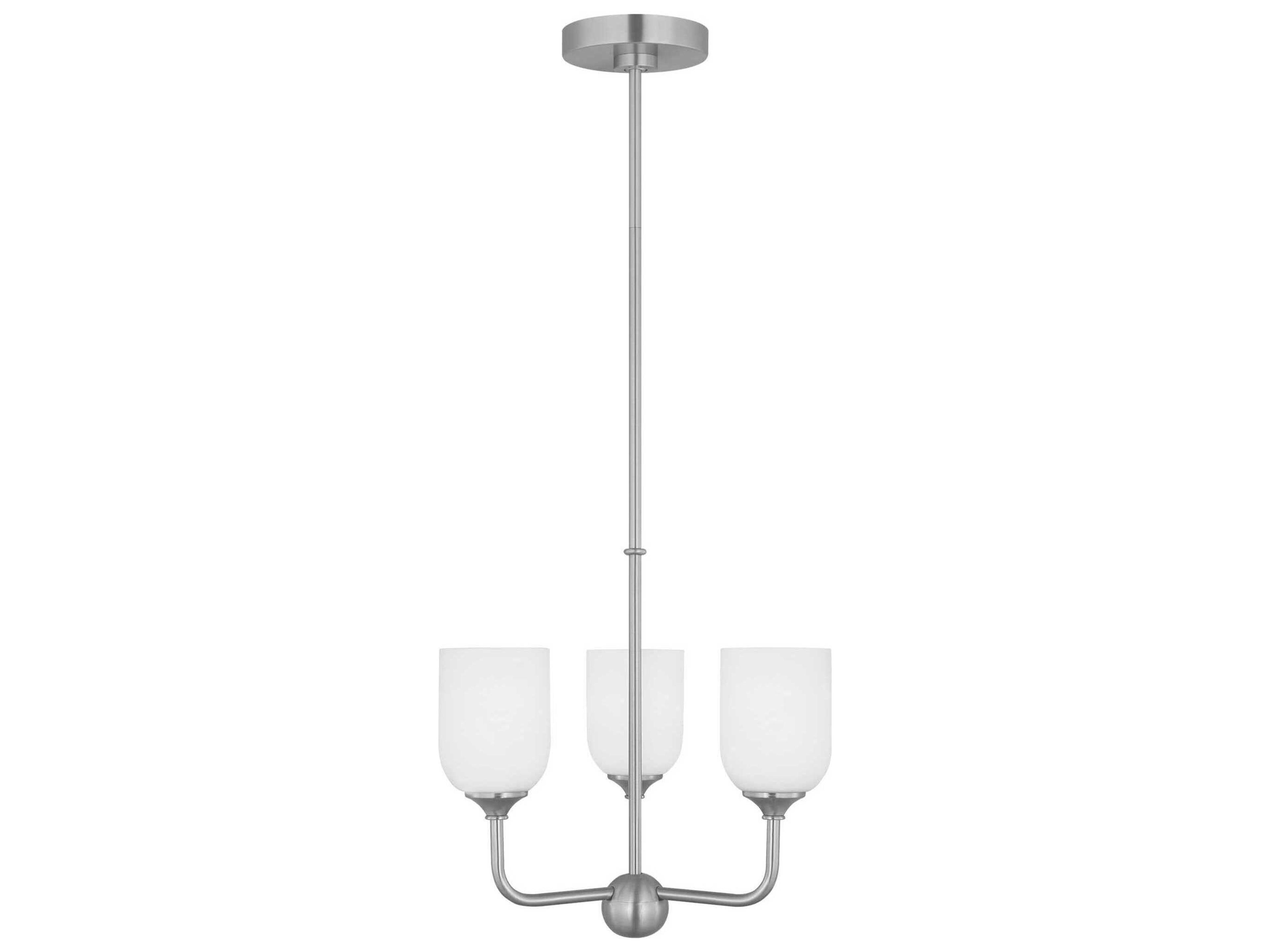 Emile 3-Light Brushed Steel Chandelier