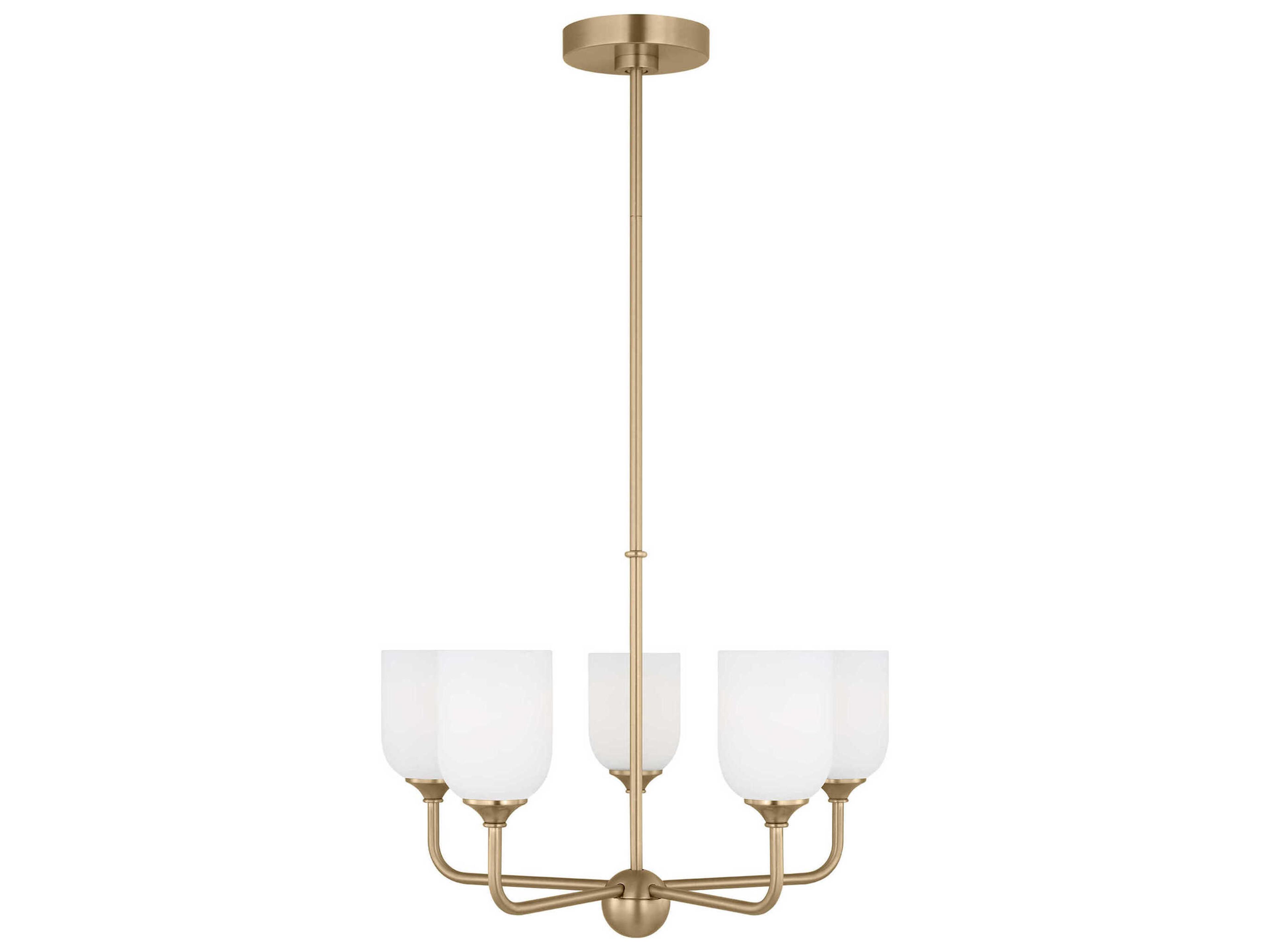 5-Light Emile Chandelier in Satin Bronze with Etched White Glass