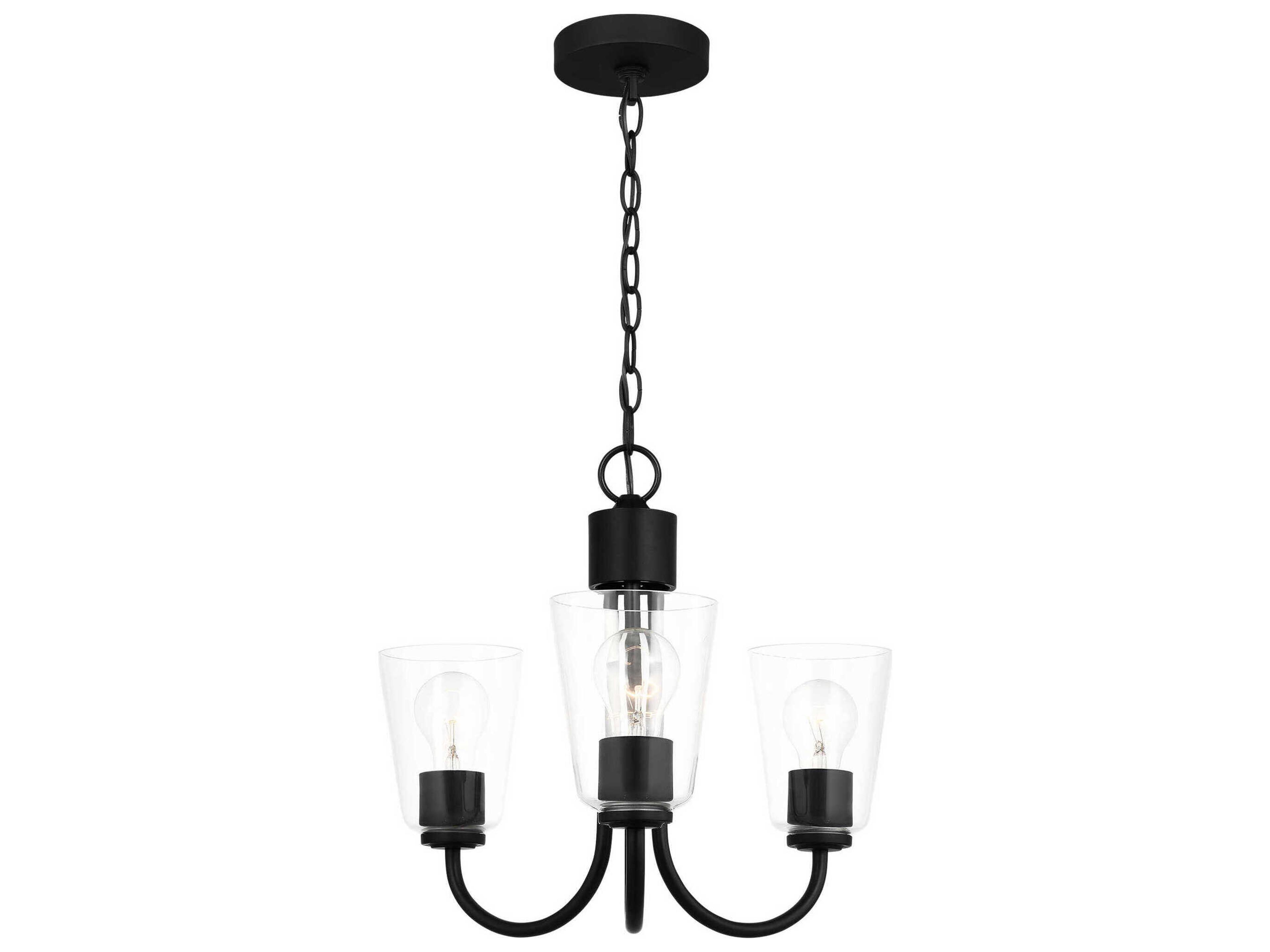 Generation Lighting Miles 3-Light Midnight Black Bell Chandelier