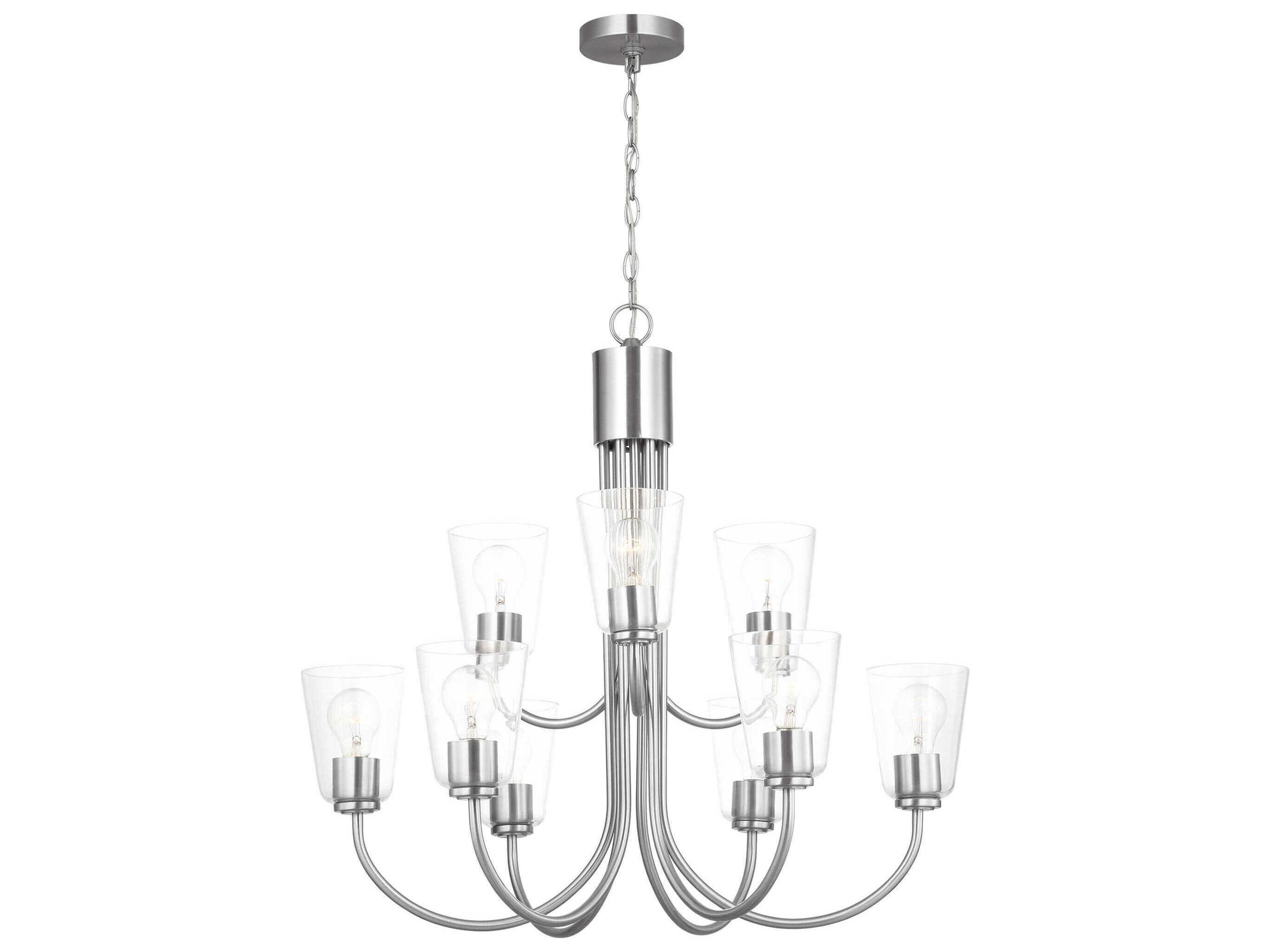 Generation Lighting Miles 9-Light Brushed Nickel Bell Chandelier