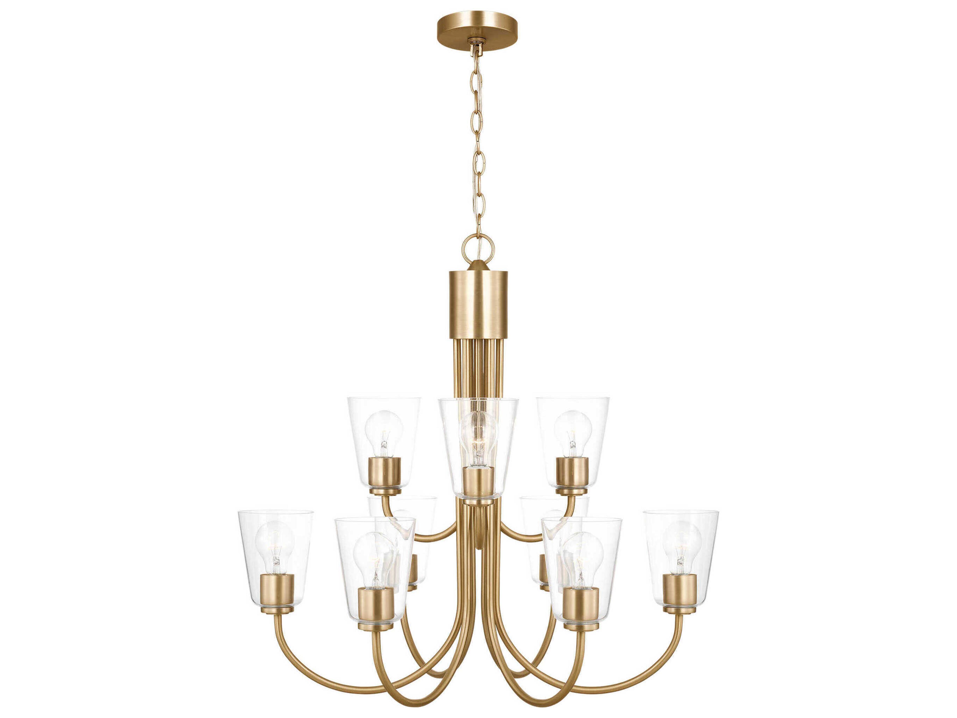 Miles 9-Light Satin Brass Bell Chandelier