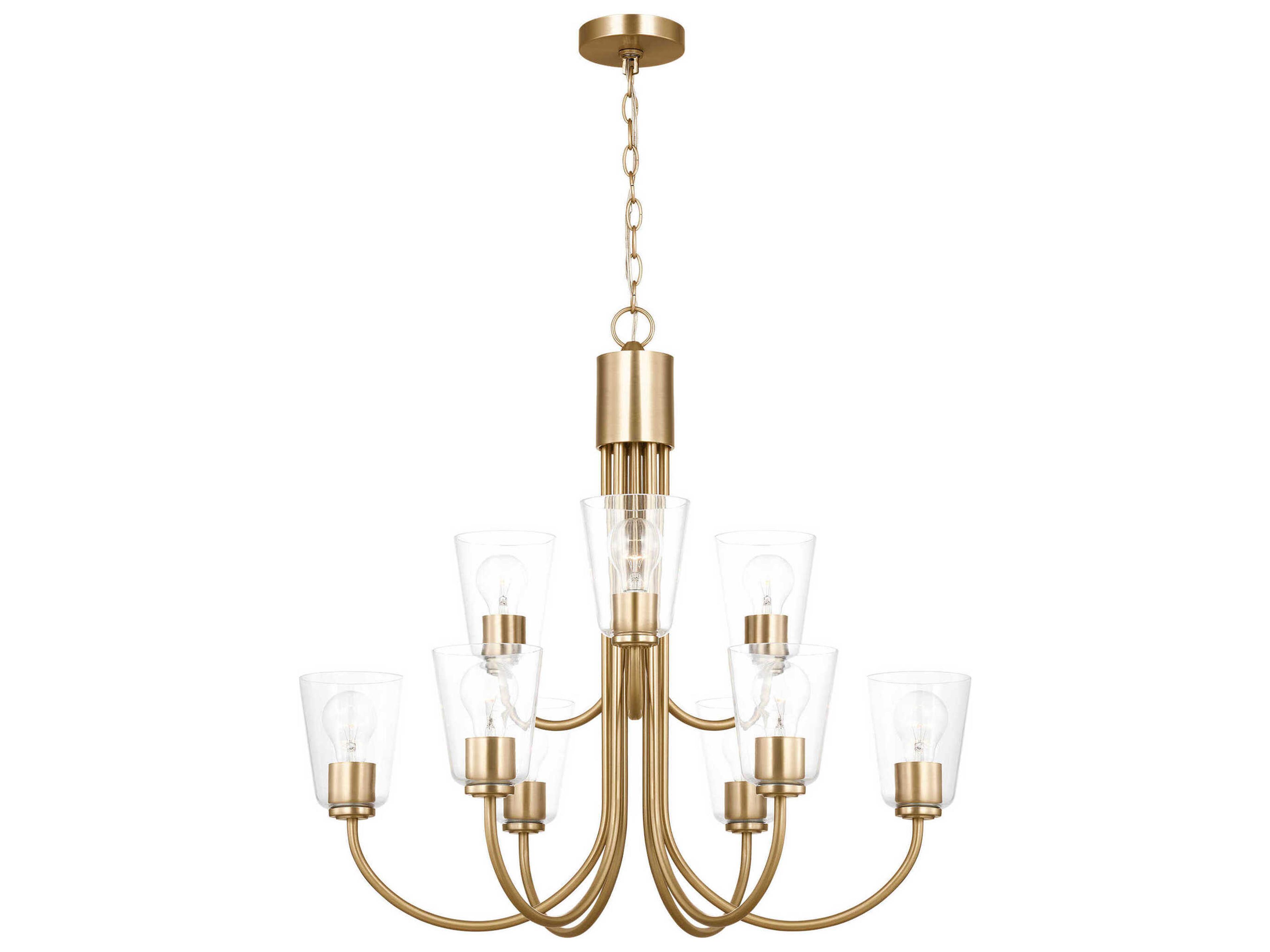Generation Lighting Miles 9-Light Satin Brass Bell Chandelier