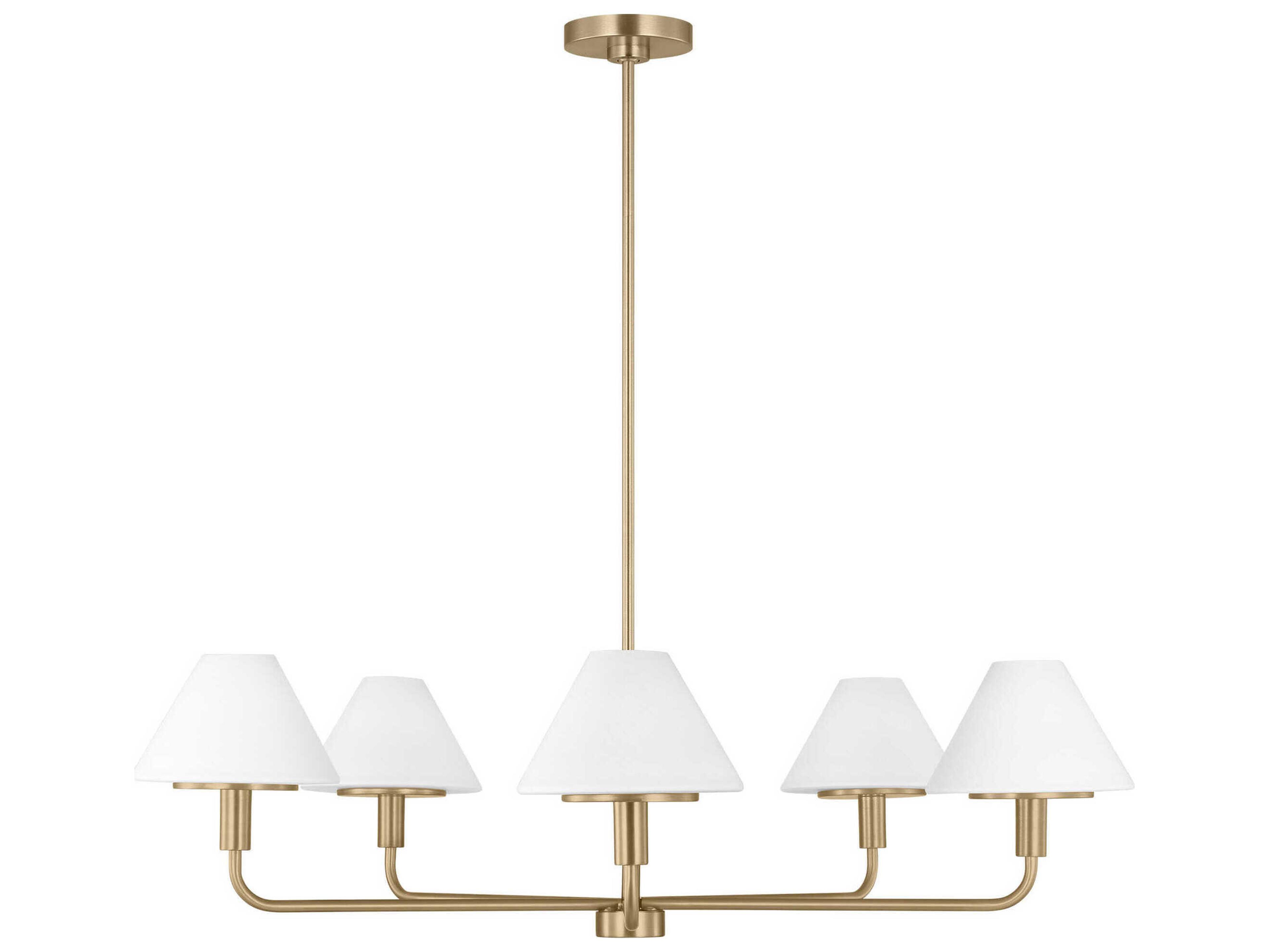 Mendota 5-Light Chandelier in Satin Brass with Opal Etched Glass