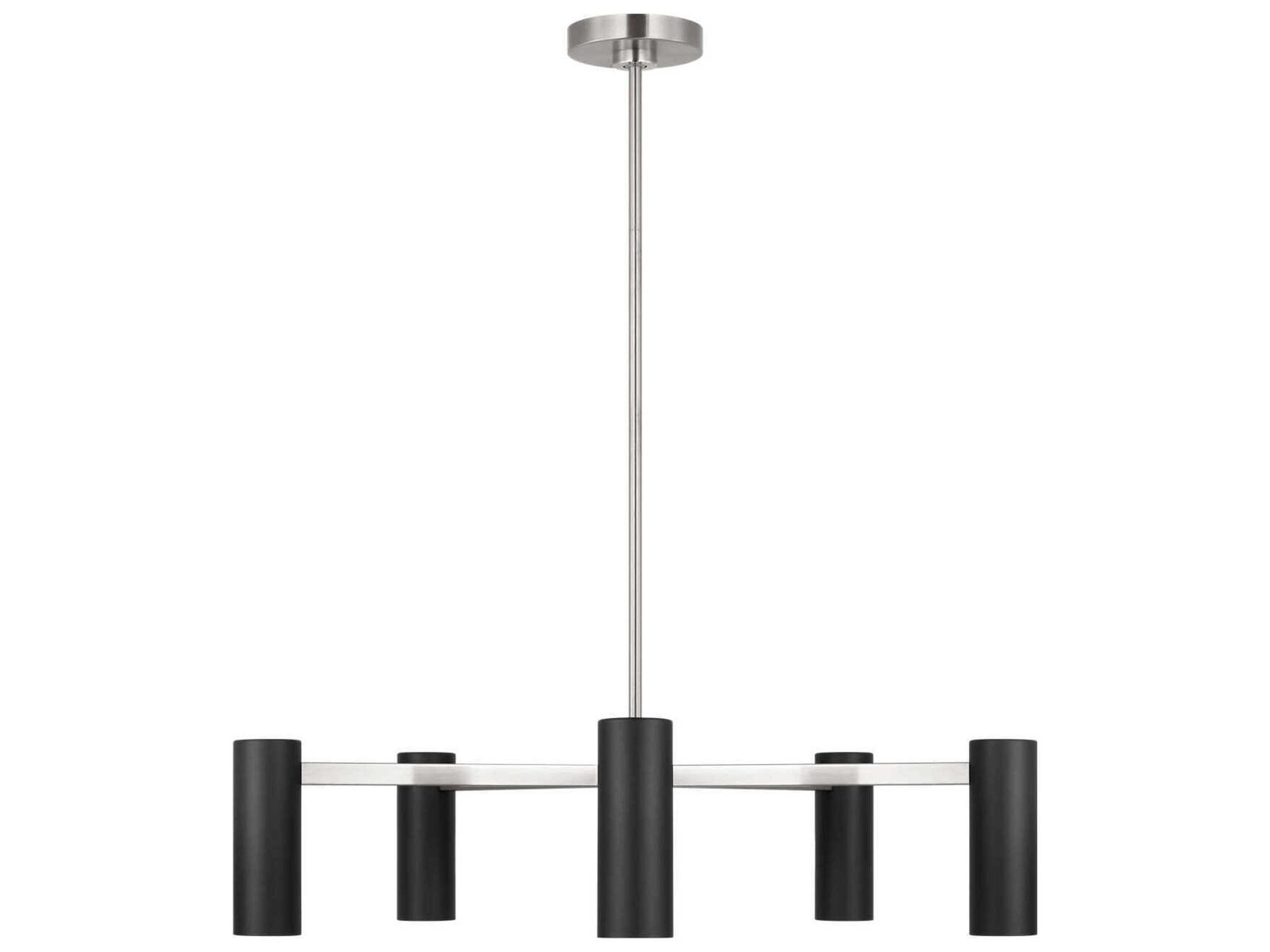 Generation Lighting Zentro 5-Light Brushed Nickel Black Cylinder Chandelier