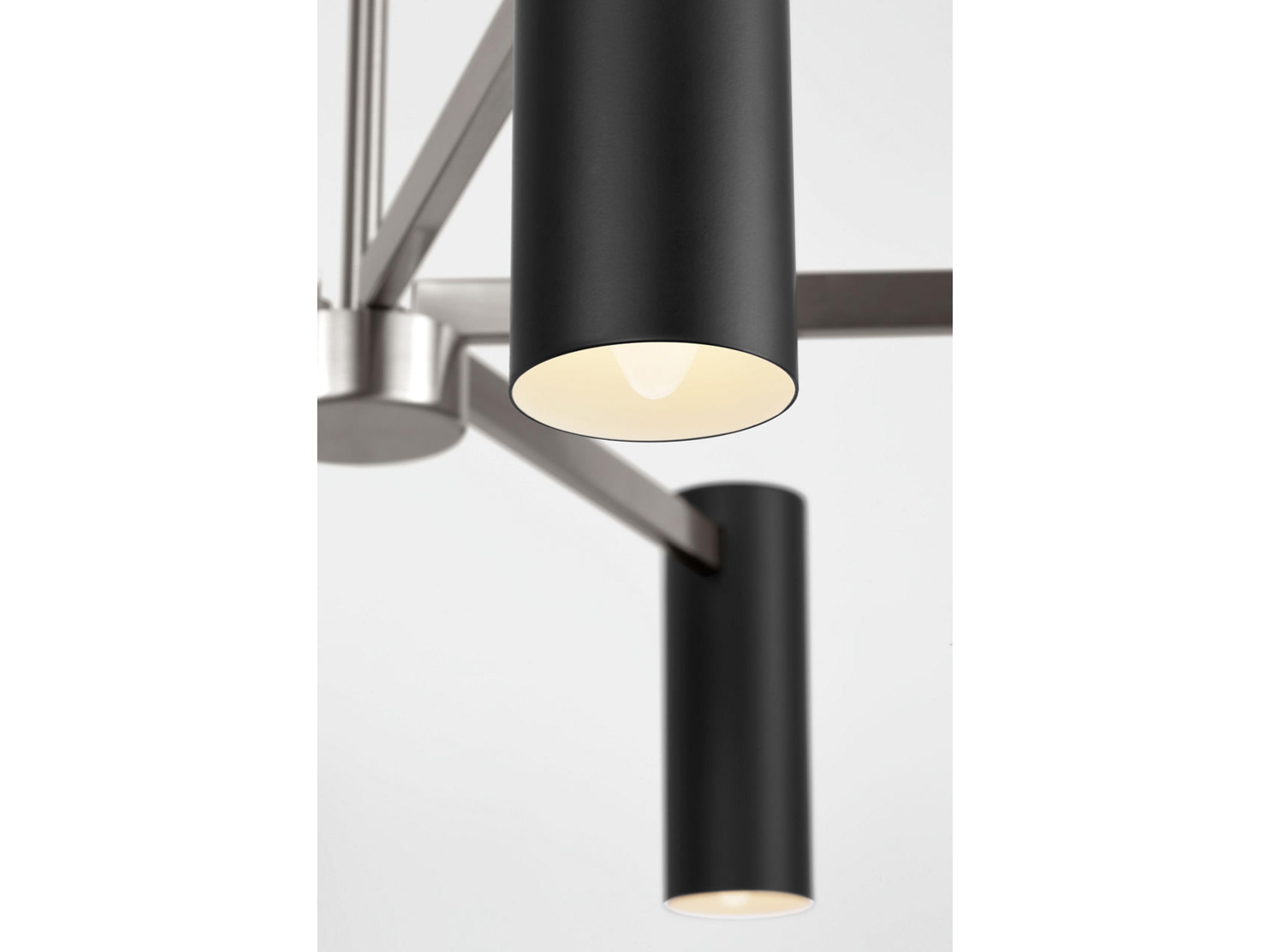 Generation Lighting Zentro 5-Light Brushed Nickel Black Cylinder Chandelier