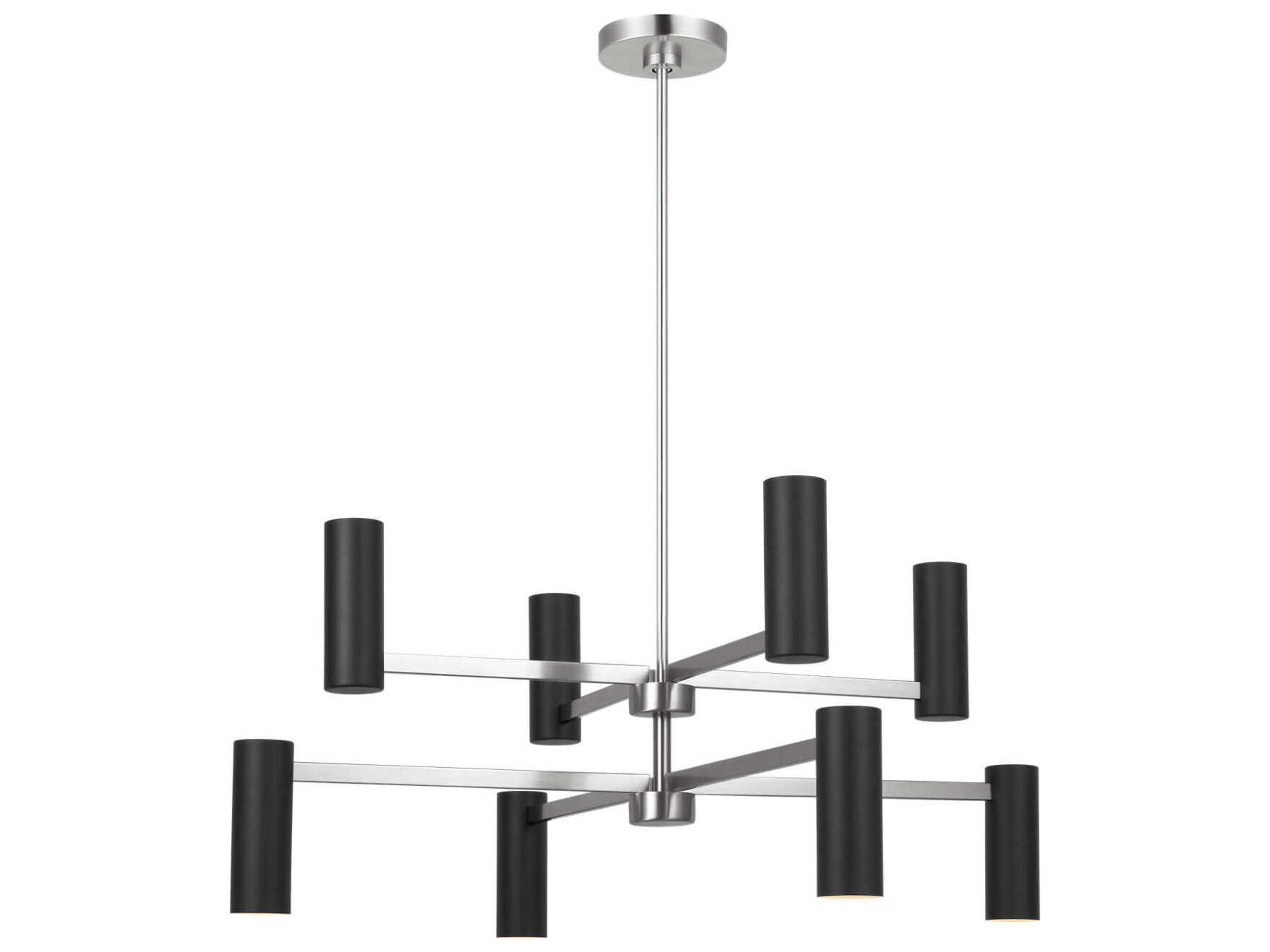 Zentro 8-Light Brushed Nickel Black Cylinder Chandelier
