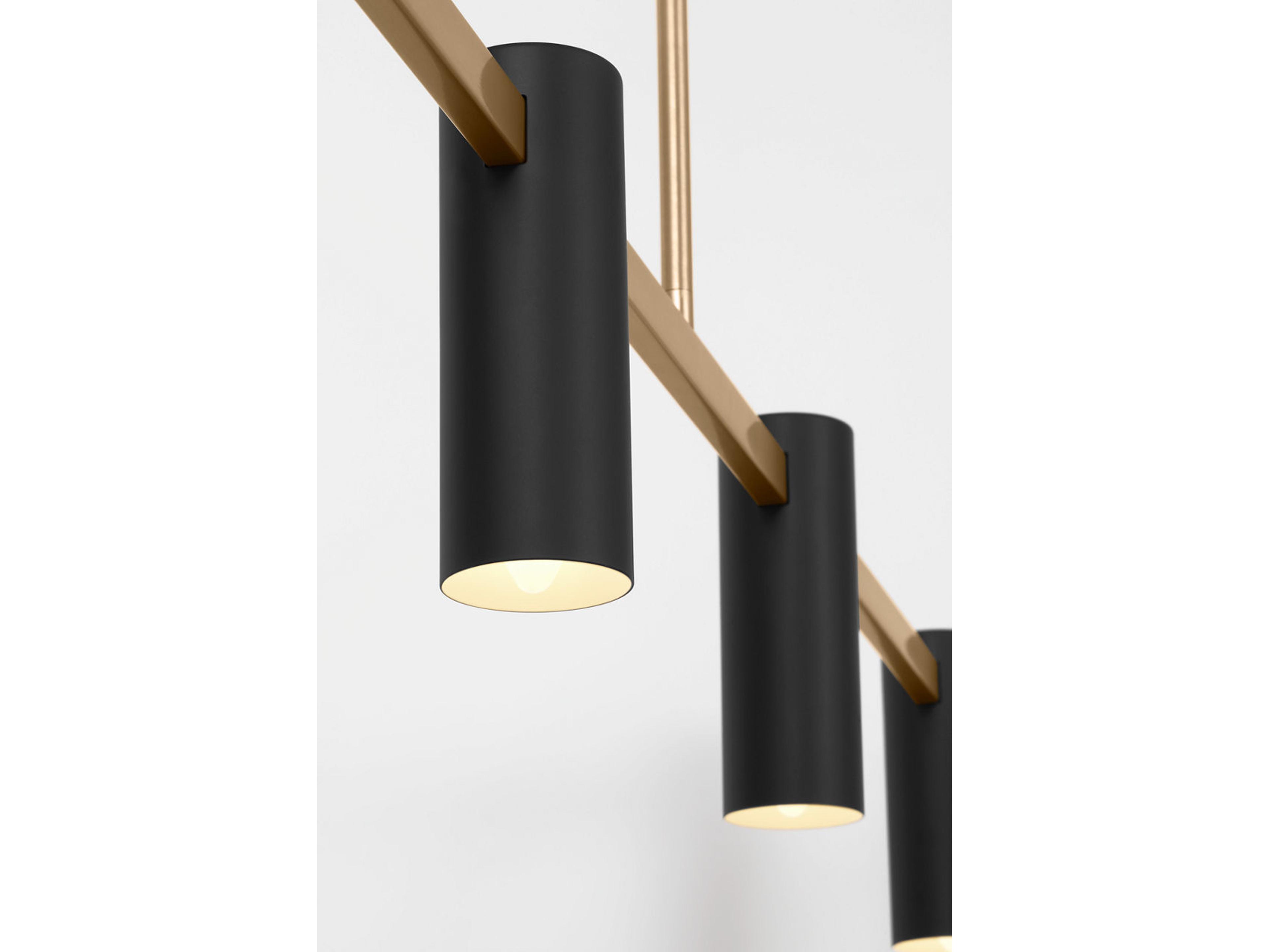 Generation Lighting Zentro 4-Light Satin Brass Cylinder Linear Island Pendant