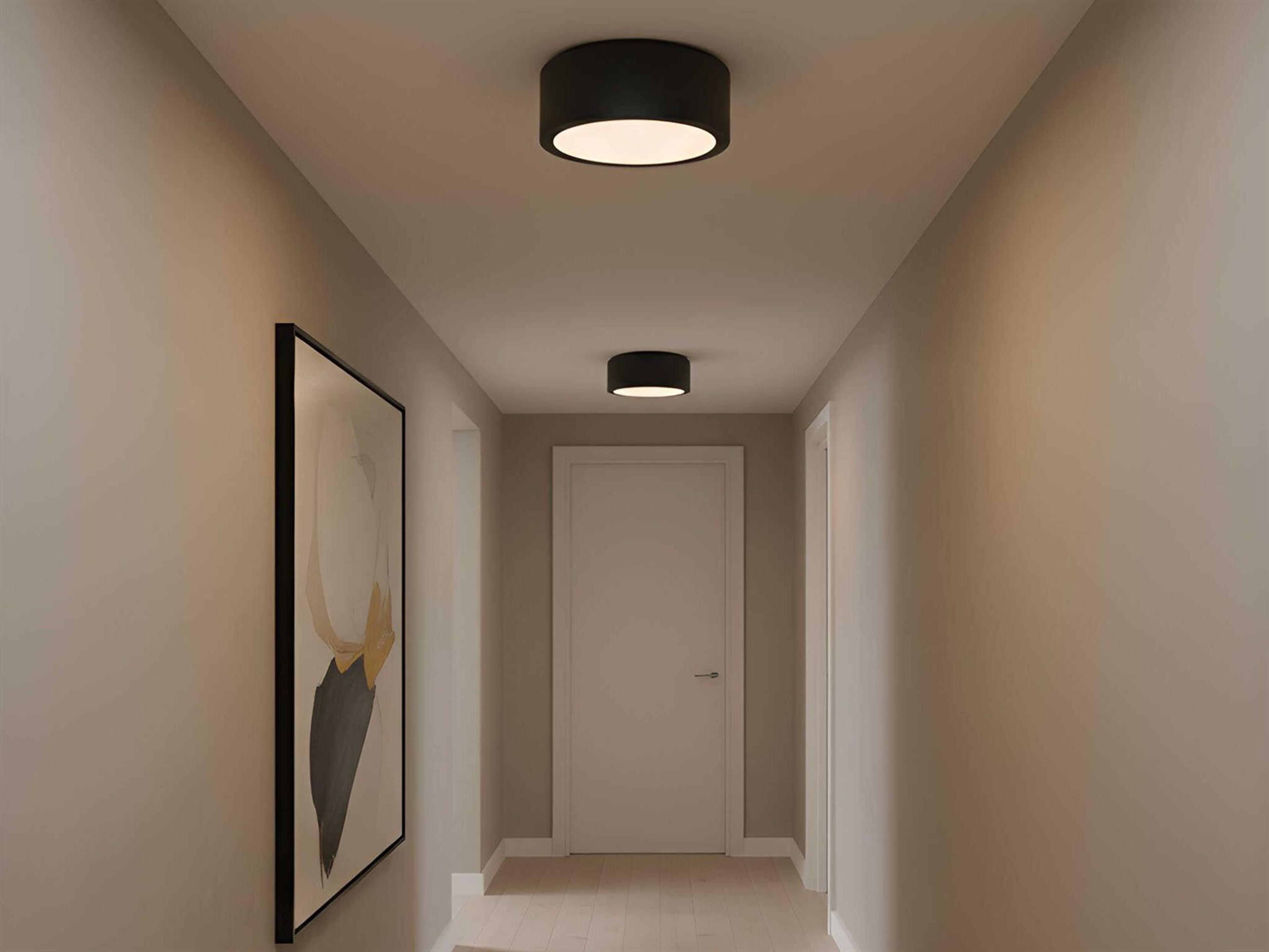 Generation Lighting Albee 1-Light Midnight Black Round Flush Mount