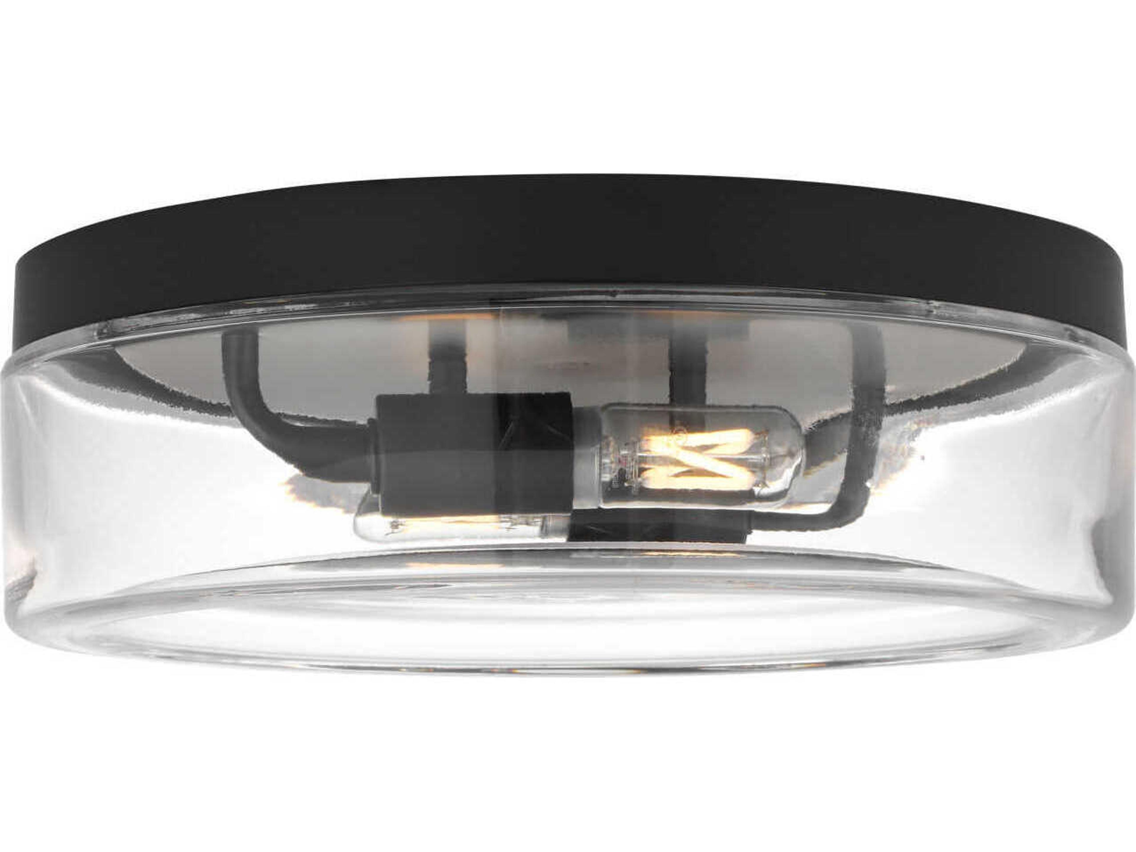Rhett 2-Light Midnight Black Round Flush Mount