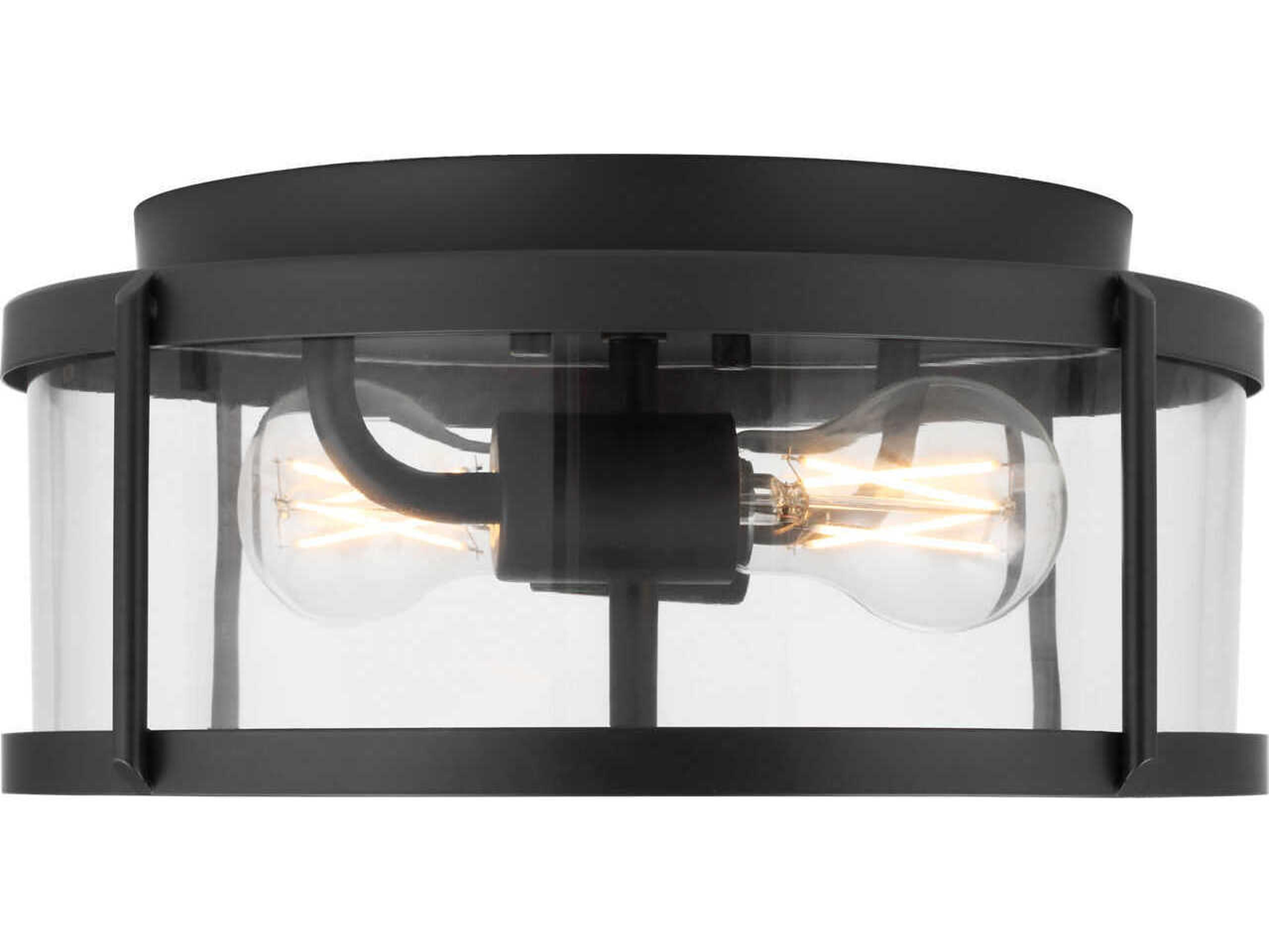 Lumra 2-Light Midnight Black Round Flush Mount