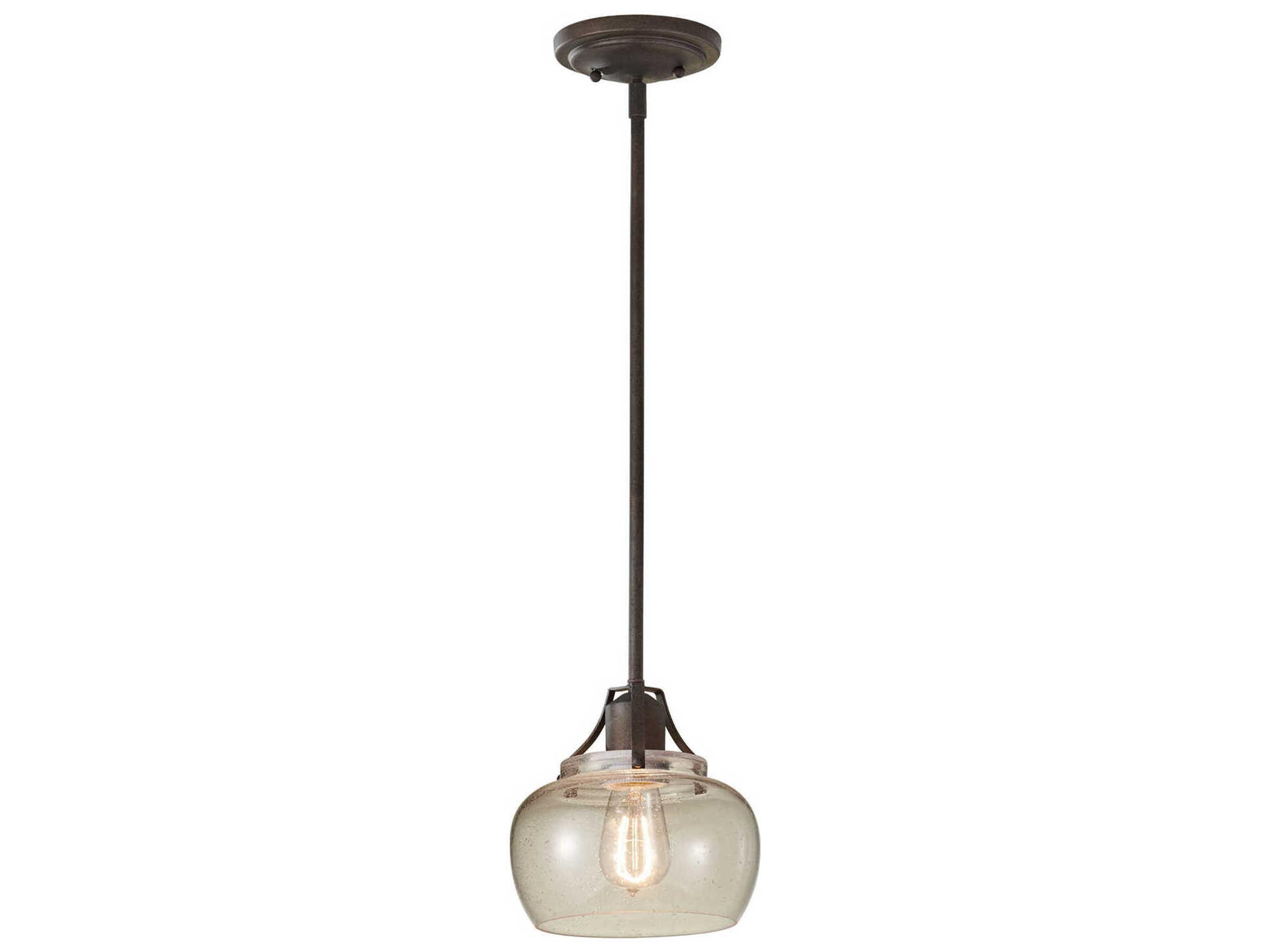 Urban Renewal 1-Light Rustic Iron Brown Glass Mini Pendant