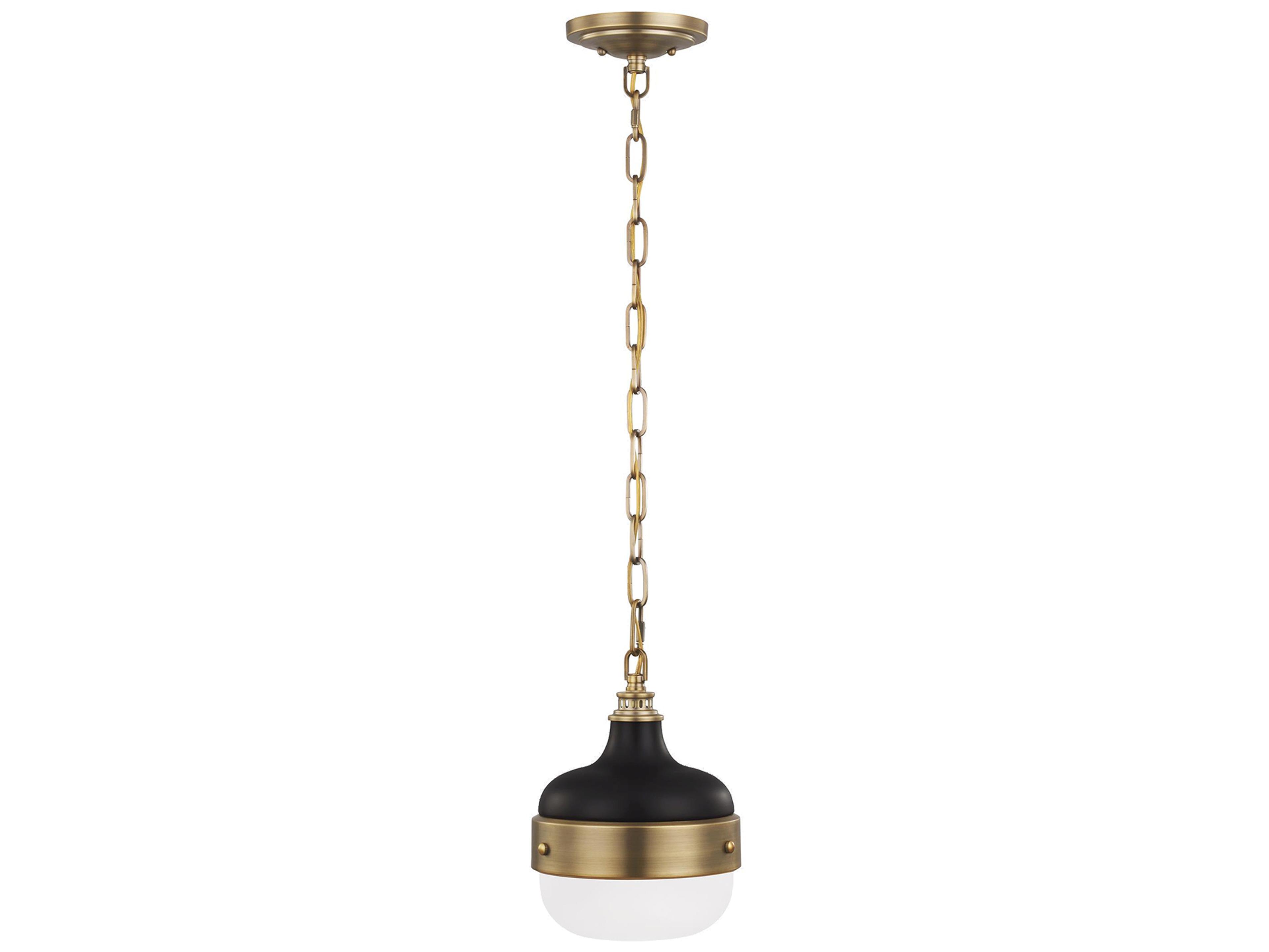 Cadence 1-Light Dark Antique Brass Matte Black Mini Pendant