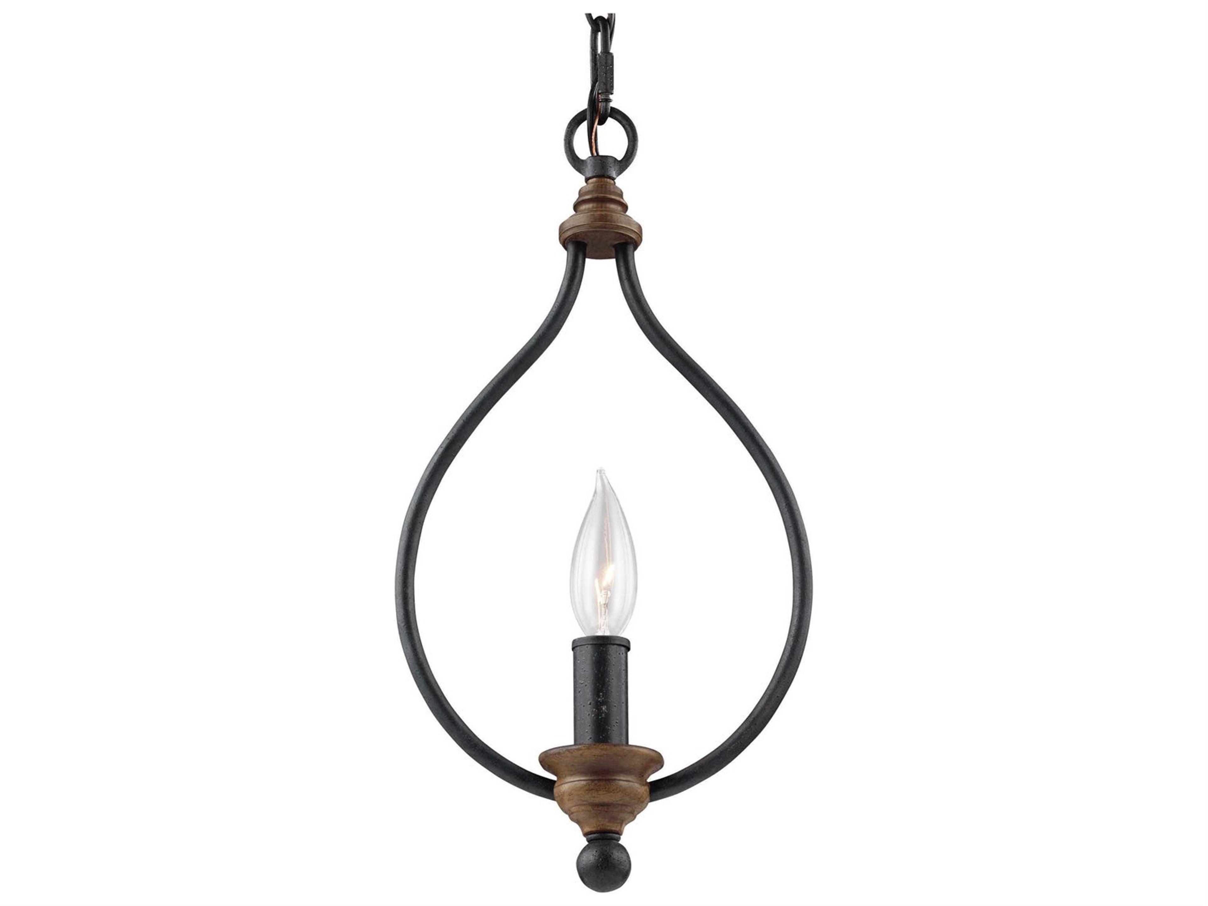 Hartsville 1-Light Dark Weathered Zinc Oak Steel Mini Pendant