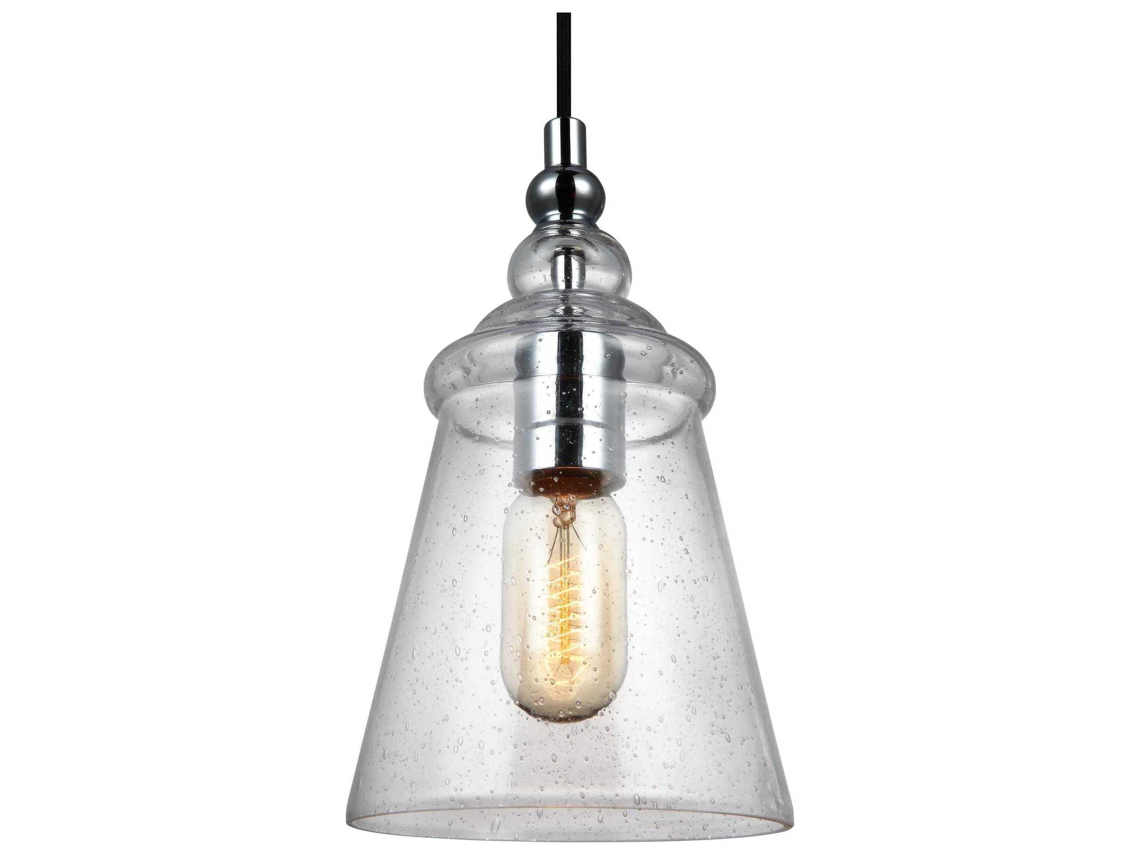 Loras 1-Light Chrome Glass Bell Mini Pendant