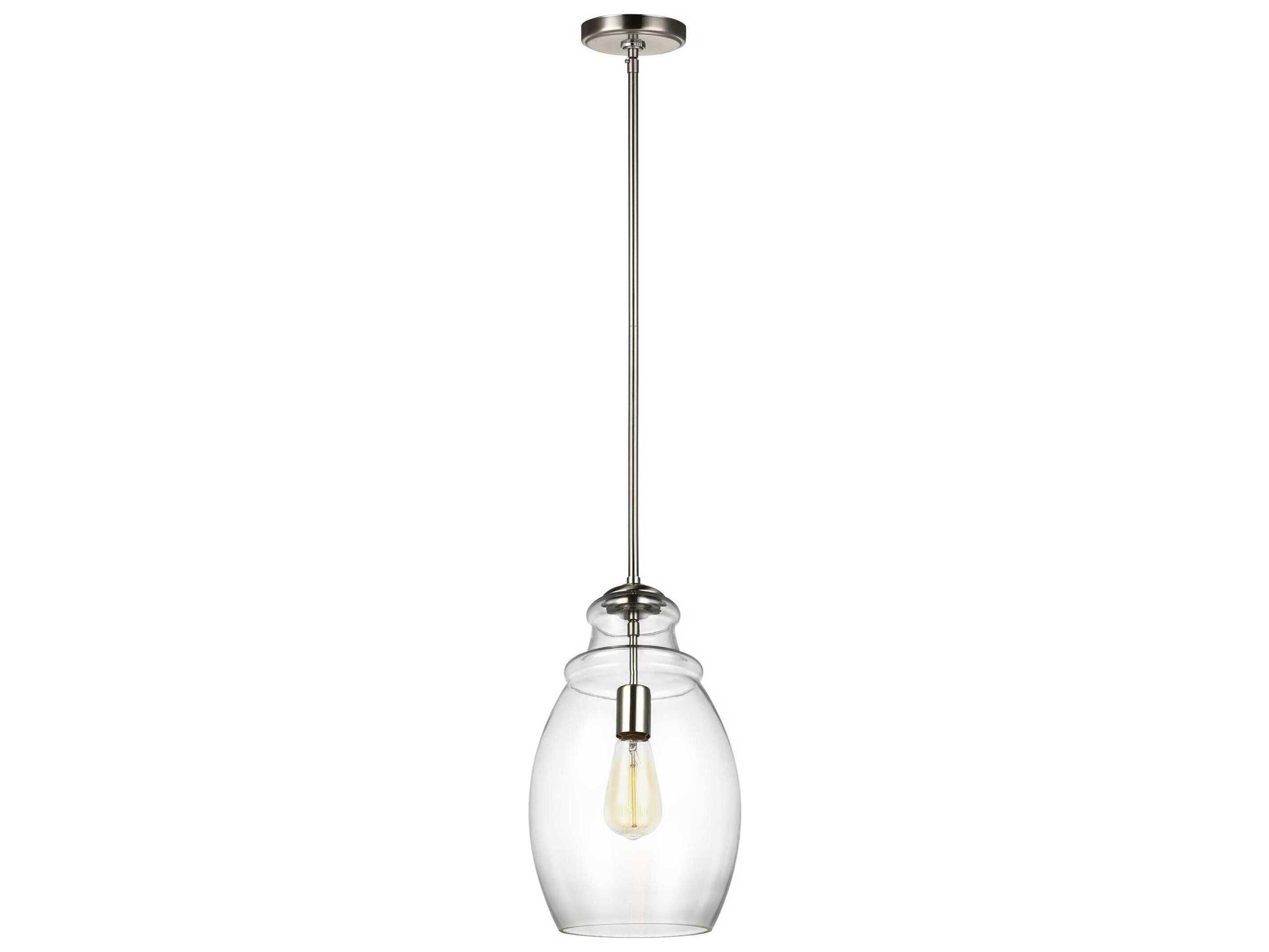 Marino 1-Light Satin Nickel Glass Bell Mini Pendant