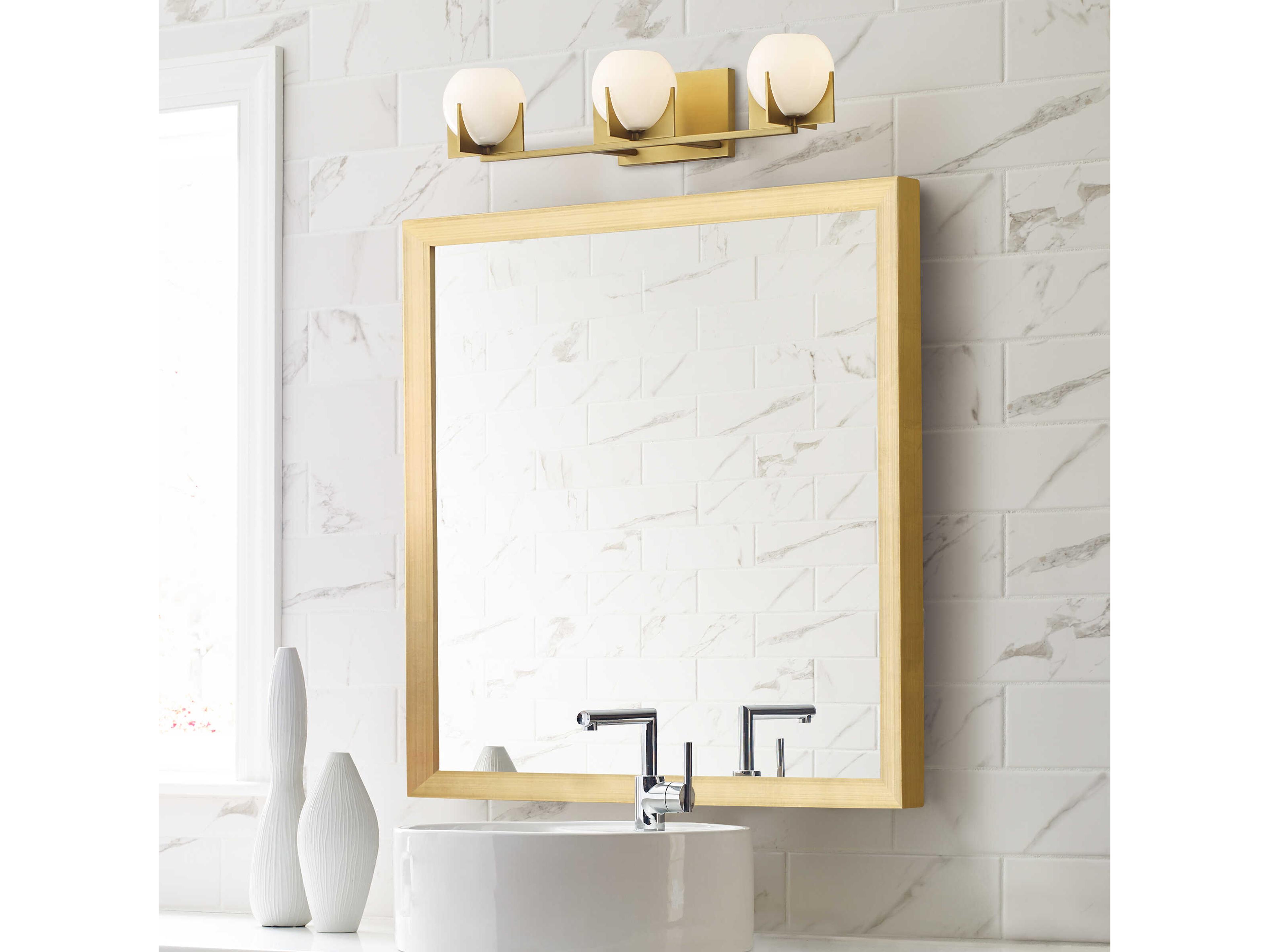 Generation Lighting Abbott 3-Light Burnished Brass Glass LED Vanity Light