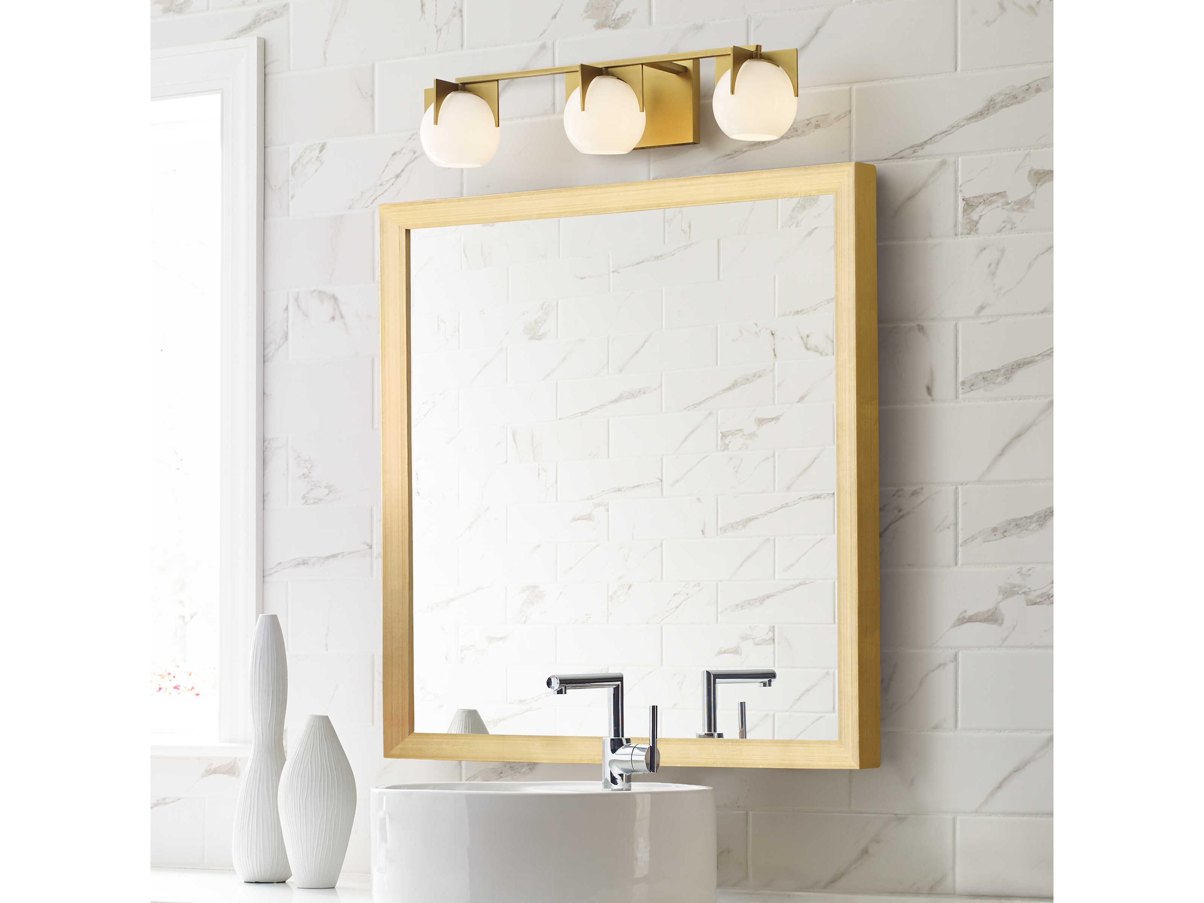Generation Lighting Abbott 3-Light Burnished Brass Glass LED Vanity Light