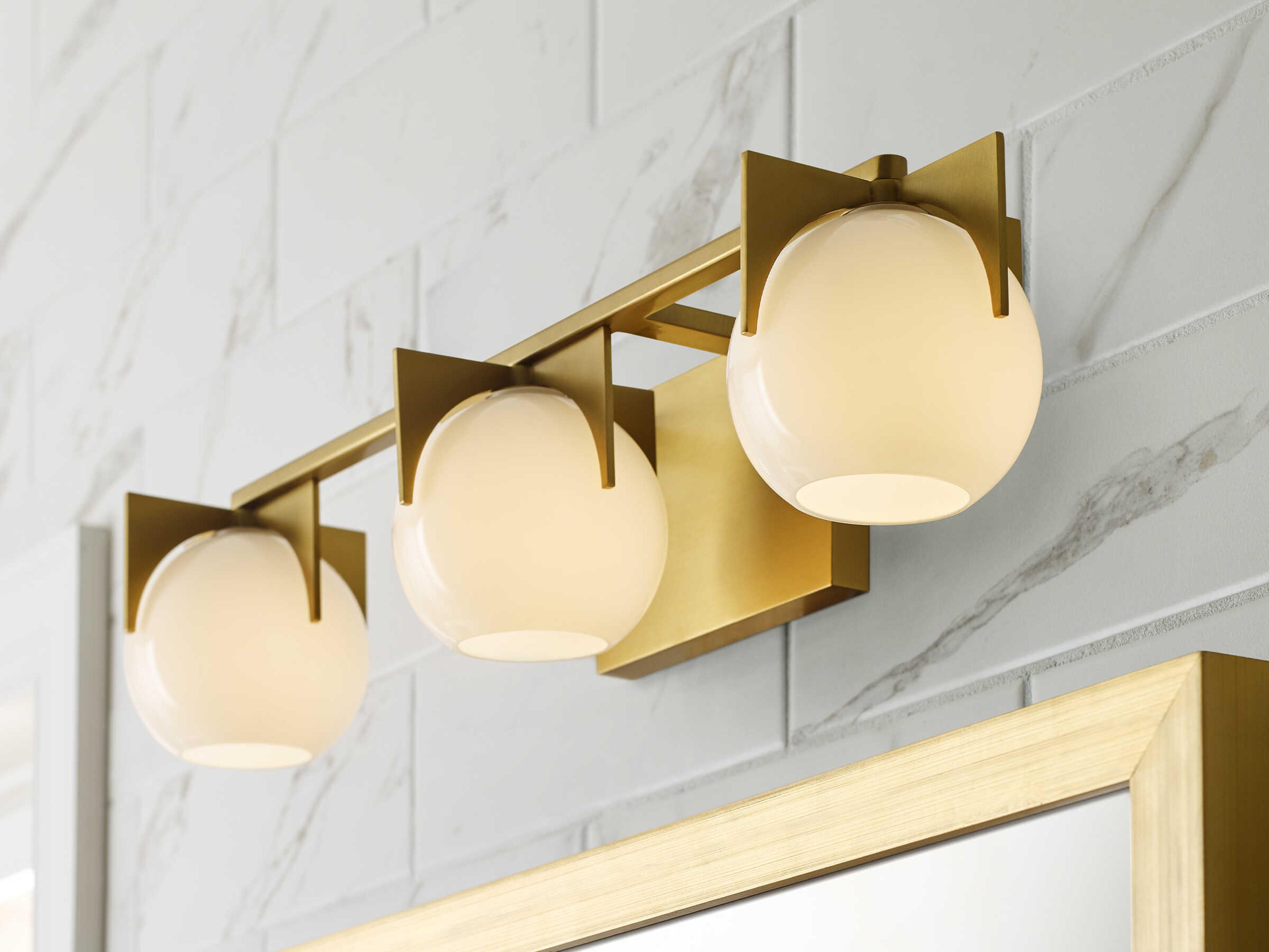 Generation Lighting Abbott 3-Light Burnished Brass Glass LED Vanity Light