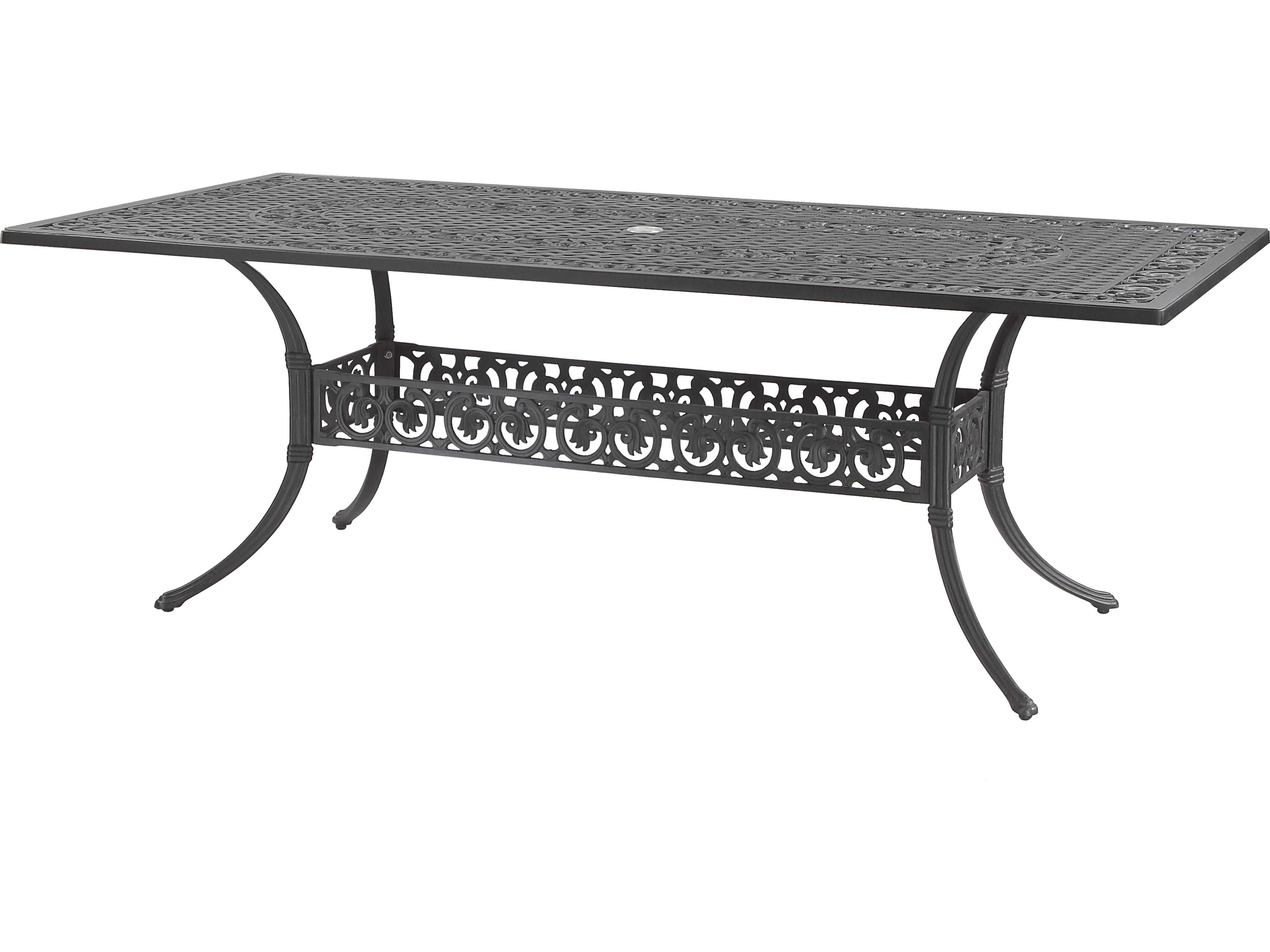 Michigan Cast Aluminum Rectangular Outdoor Dining Table with Umbrella Hole