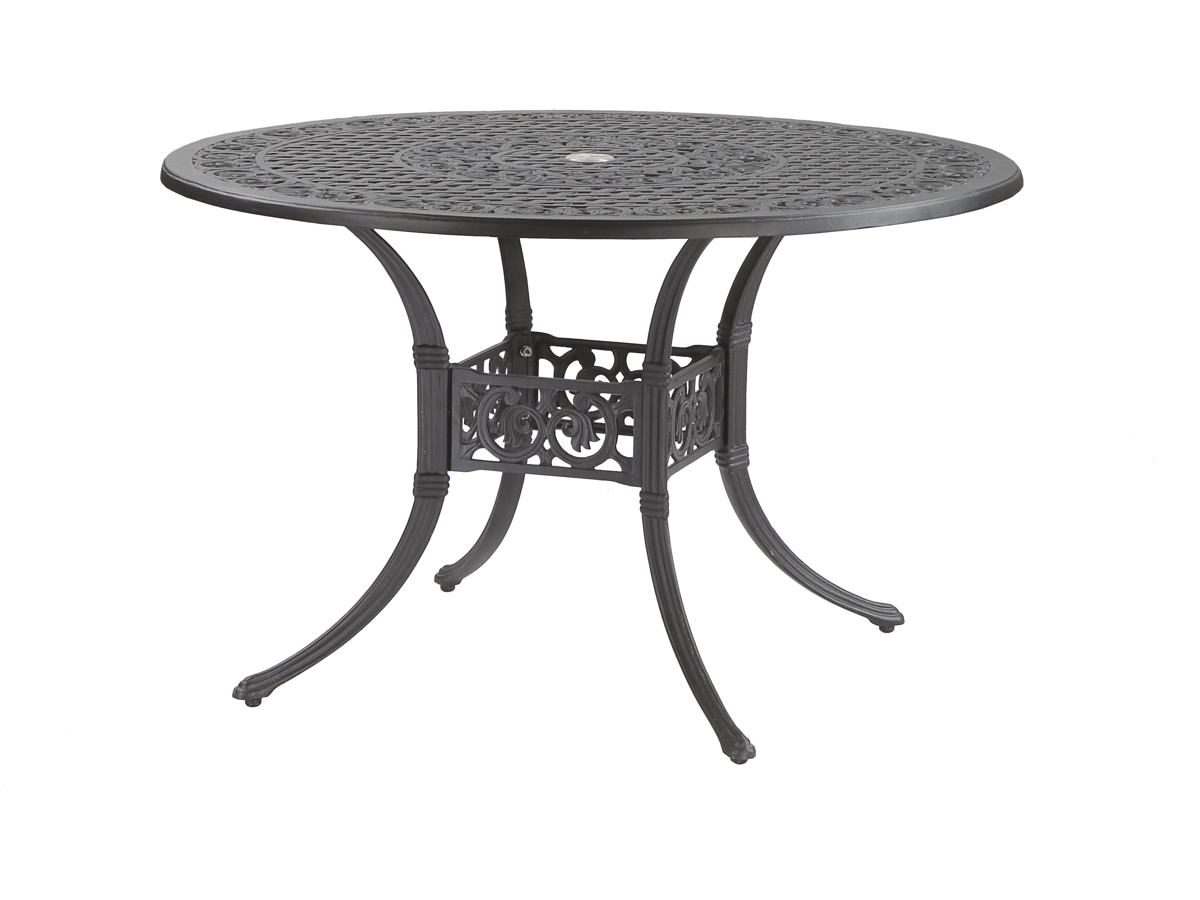 Michigan Cast Aluminum Round Outdoor Dining Table with Umbrella Hole
