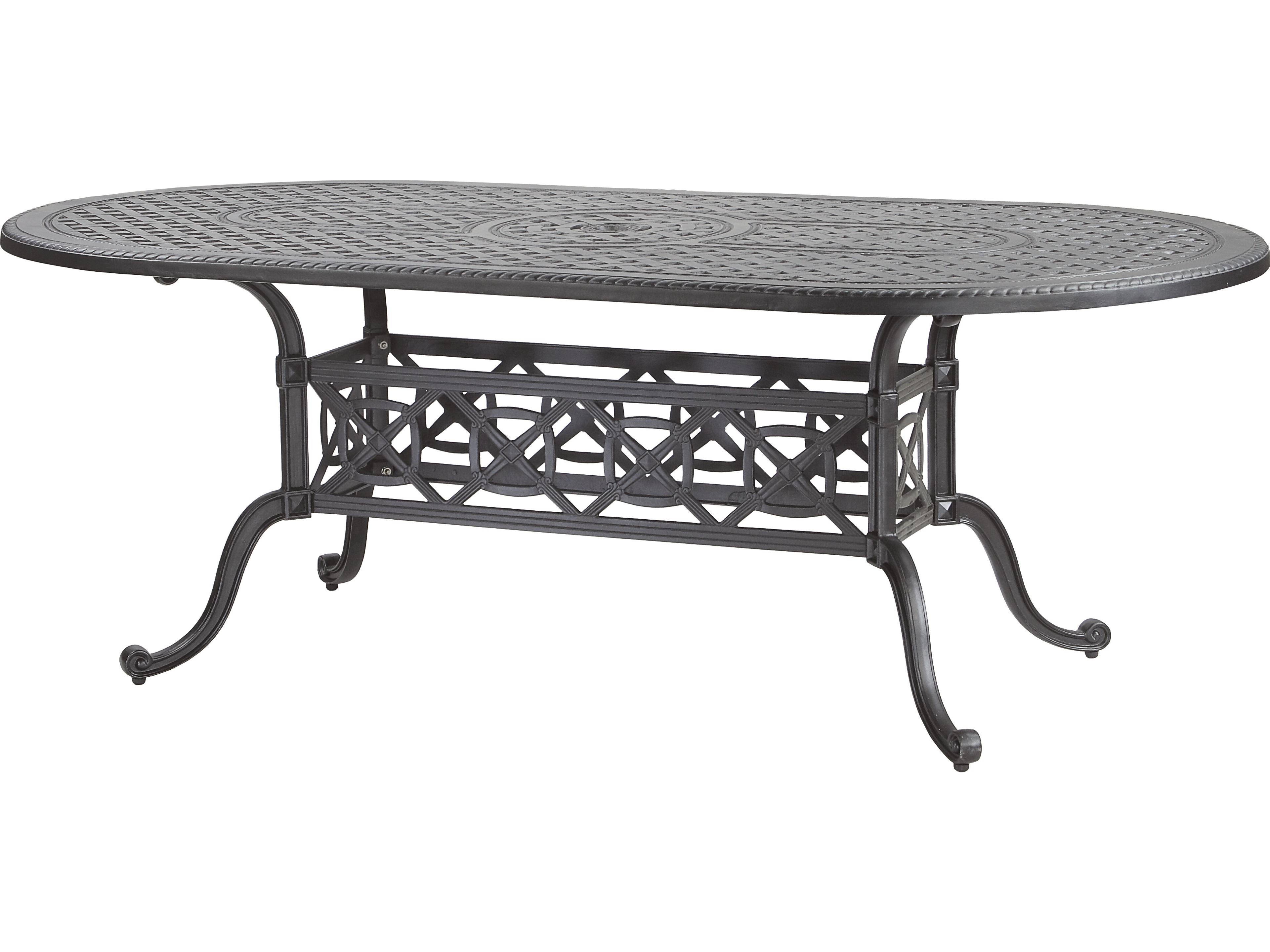 Grand Terrace Cast Aluminum Oval Outdoor Patio Dining Table with Umbrella Hole