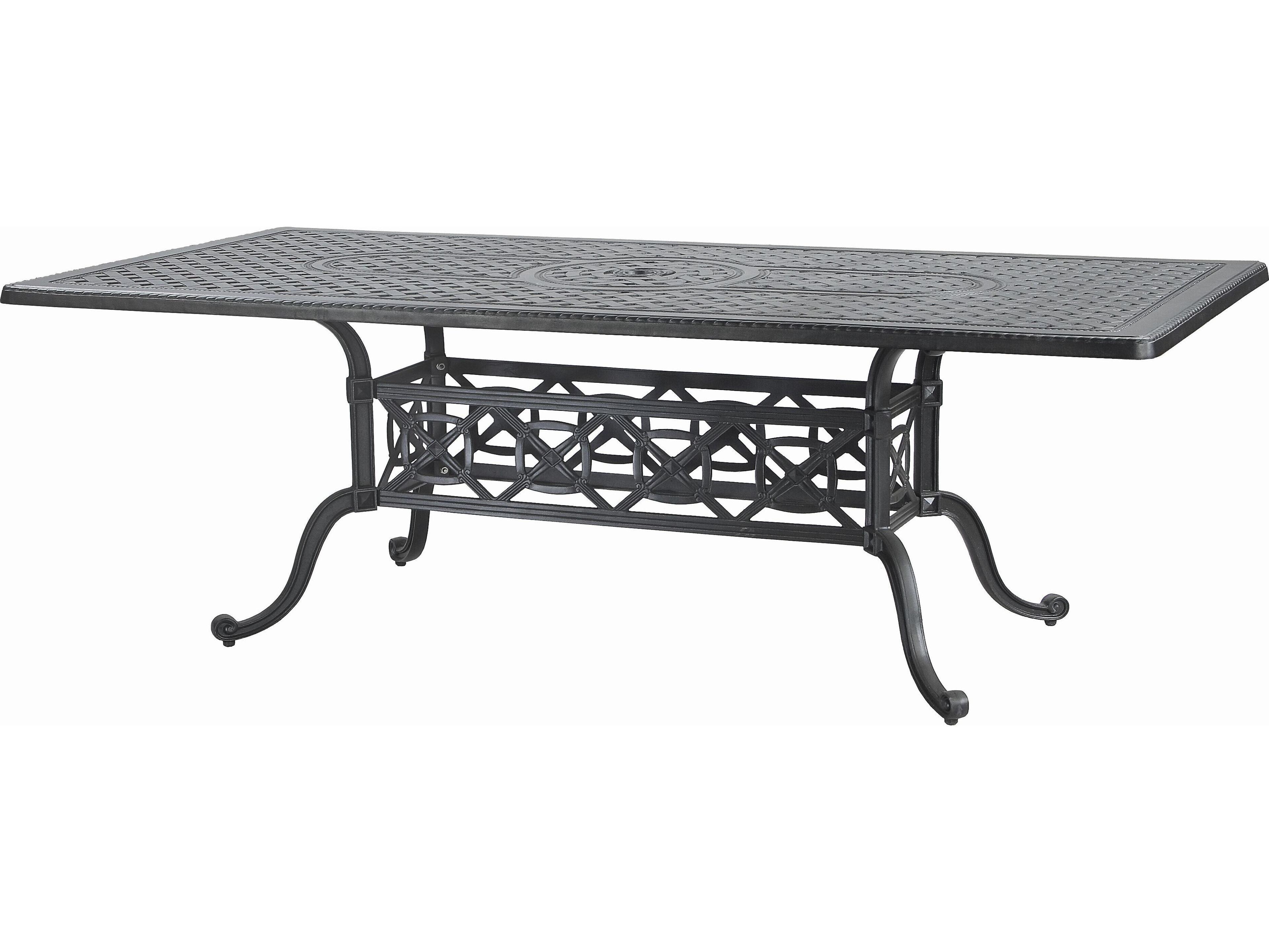 Grand Terrace Cast Aluminum Rectangular Outdoor Dining Table with Umbrella Hole