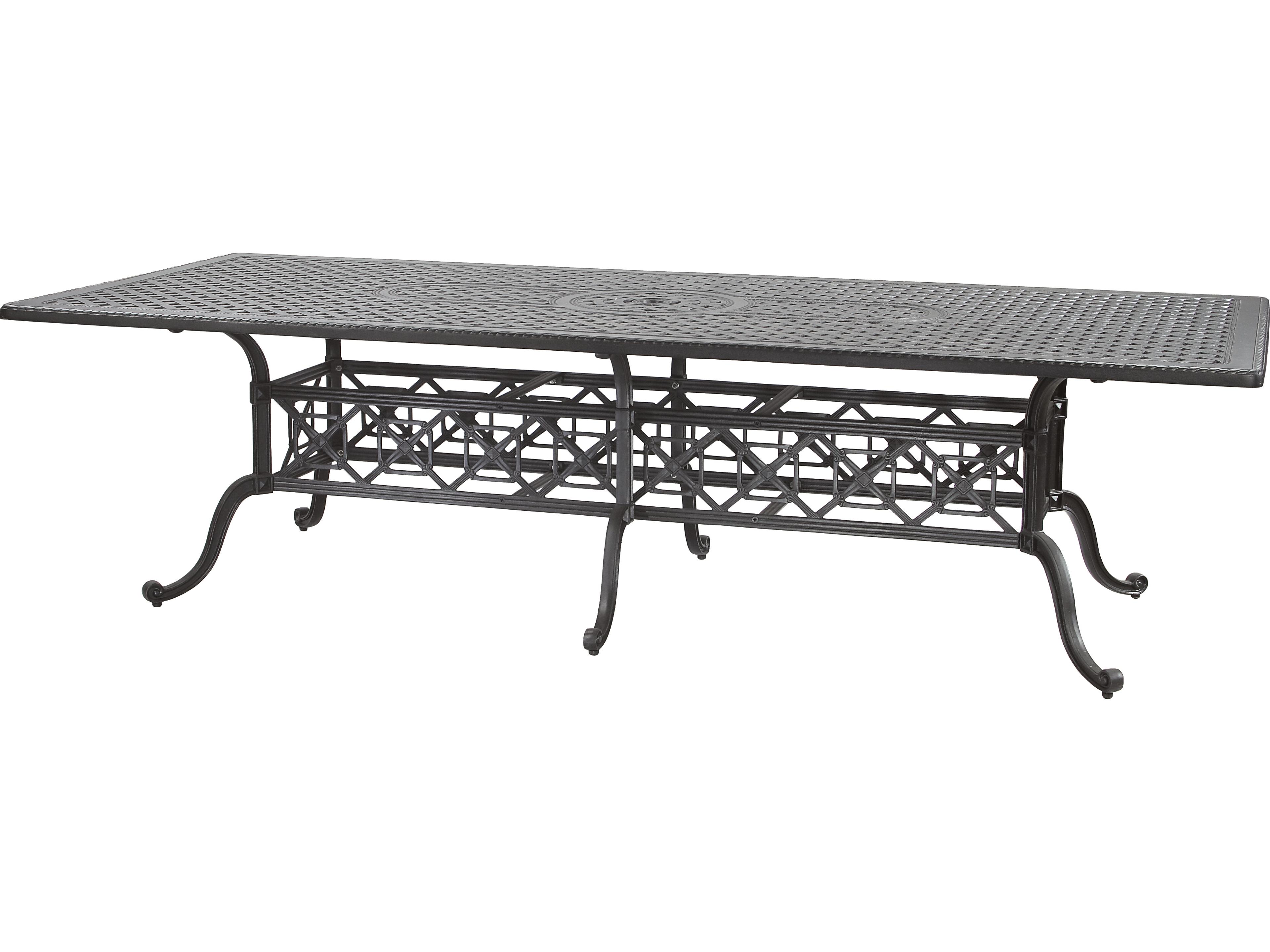Grand Terrace Cast Aluminum Rectangular Patio Dining Table with Umbrella Hole