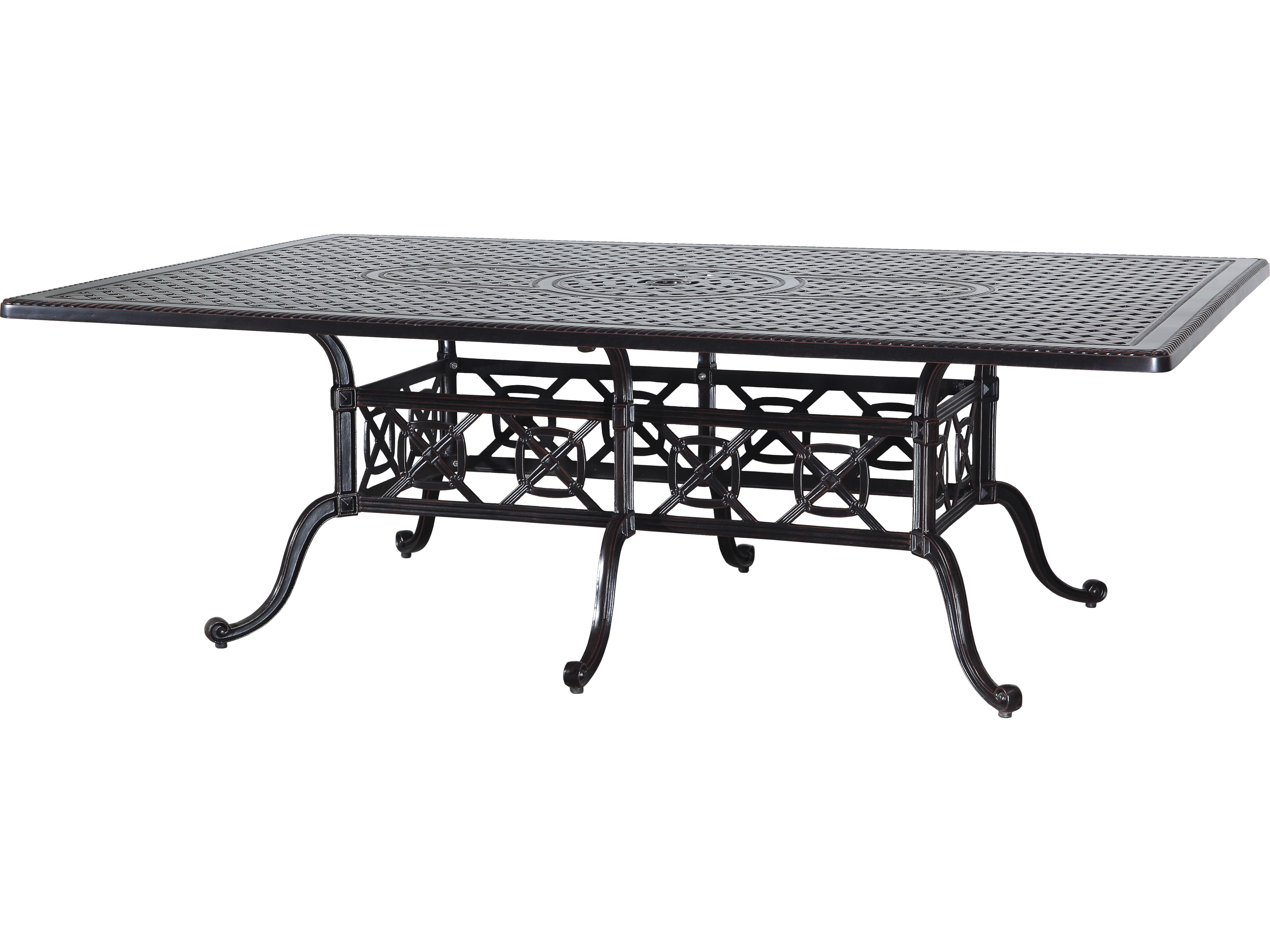 Grand Terrace Cast Aluminum Rectangular Outdoor Dining Table with Umbrella Hole
