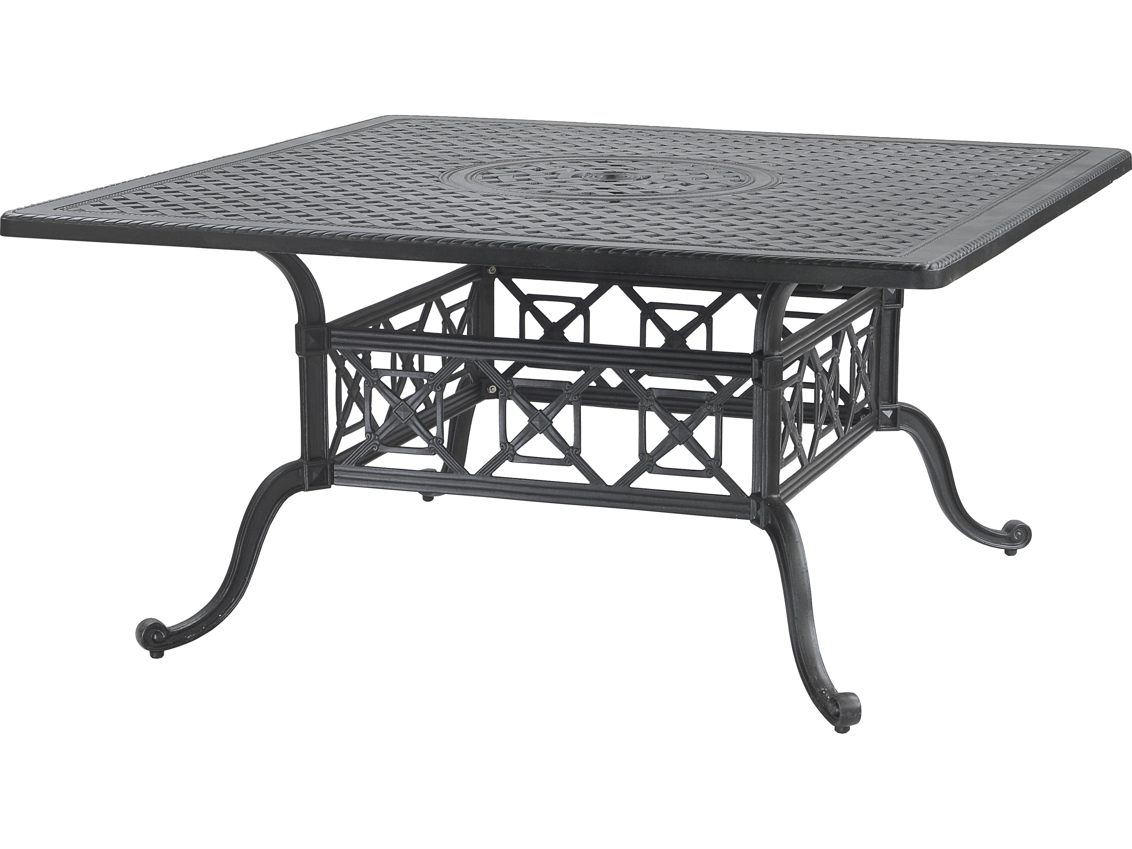 Grand Terrace Cast Aluminum Square Outdoor Patio Dining Table with Umbrella Hole
