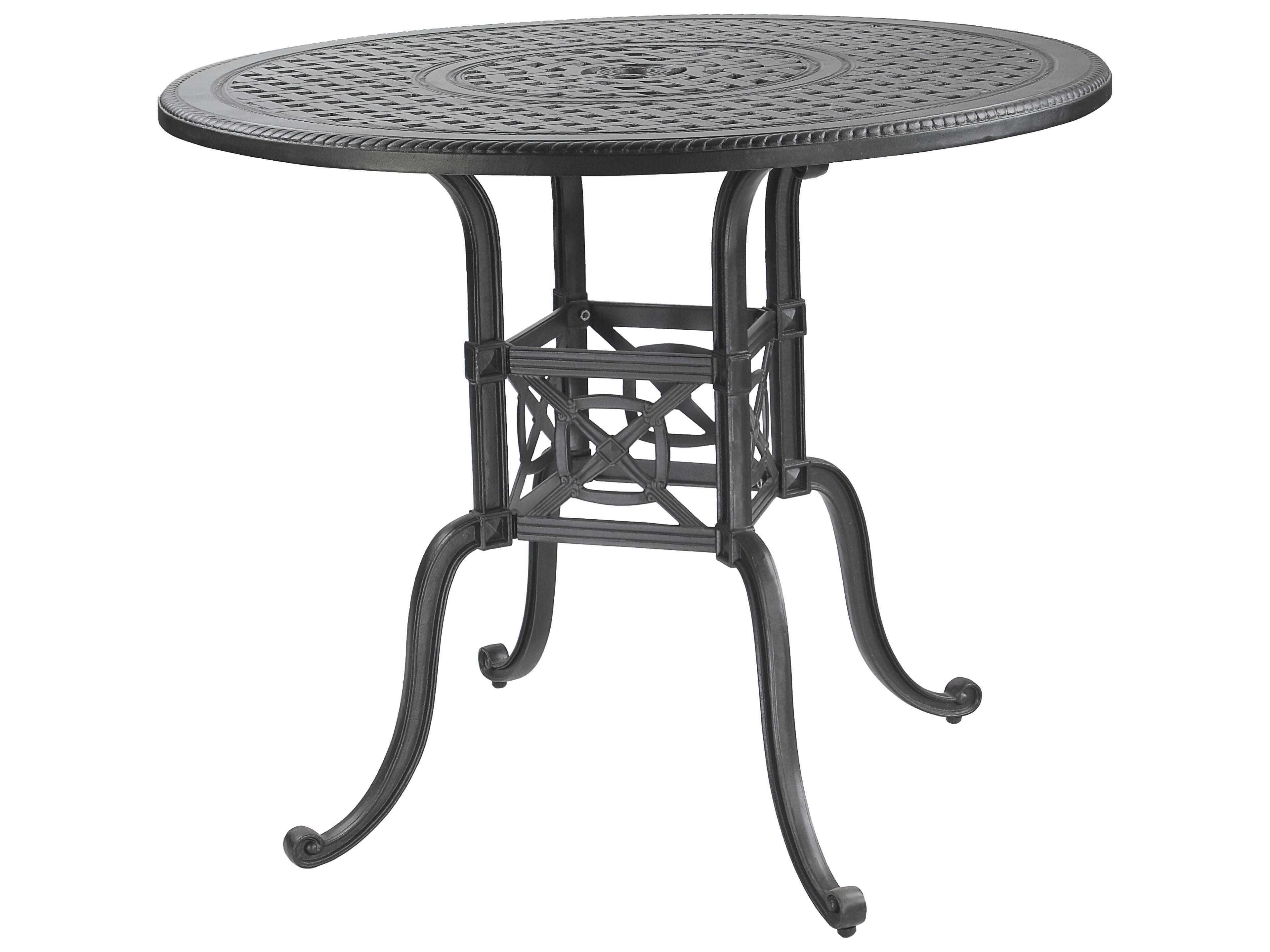 Grand Terrace Cast Aluminum Round Outdoor Bar Table with Umbrella Hole