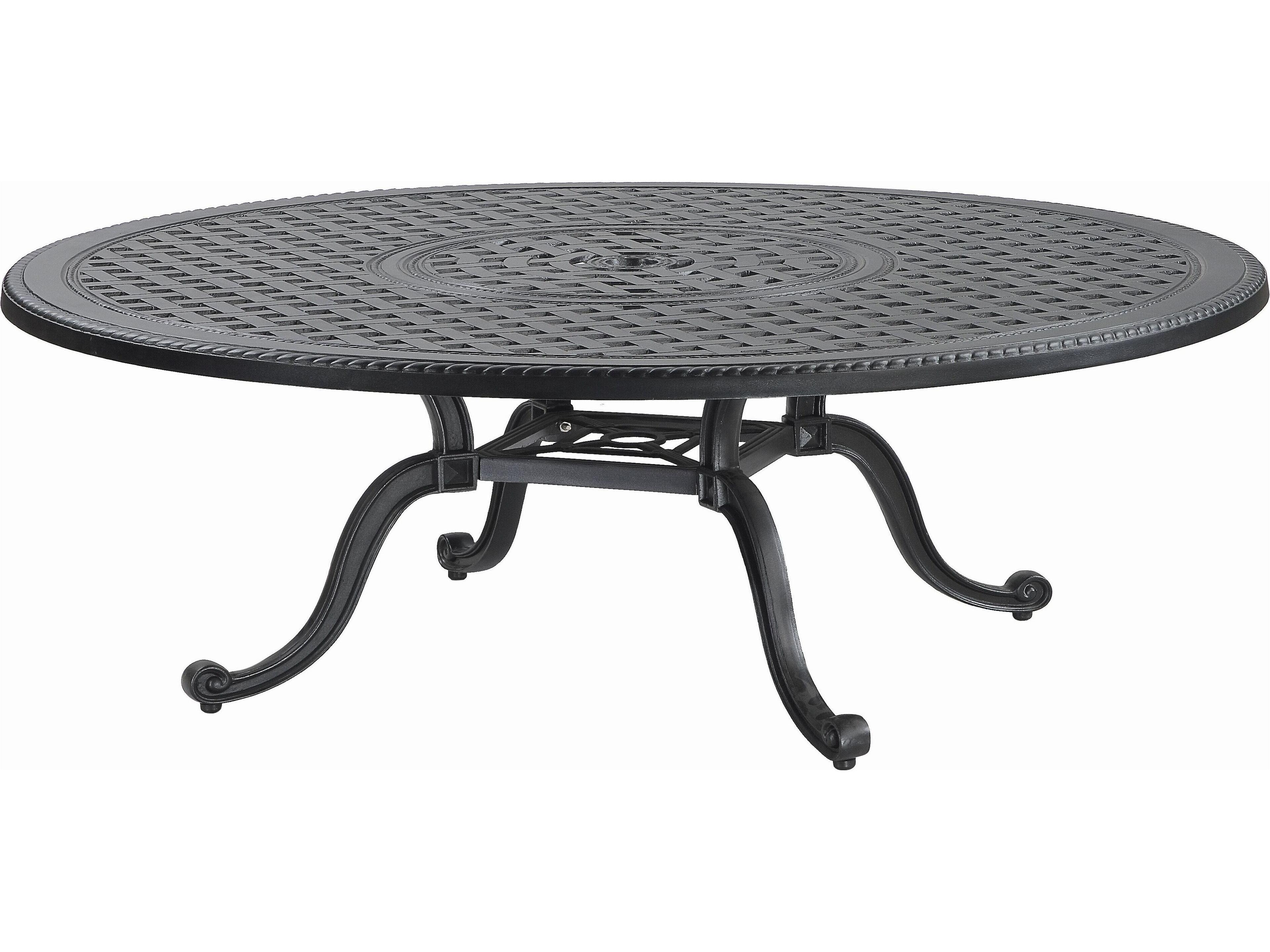 Grand Terrace Cast Aluminum Round Outdoor Patio Chat Table with Umbrella Hole
