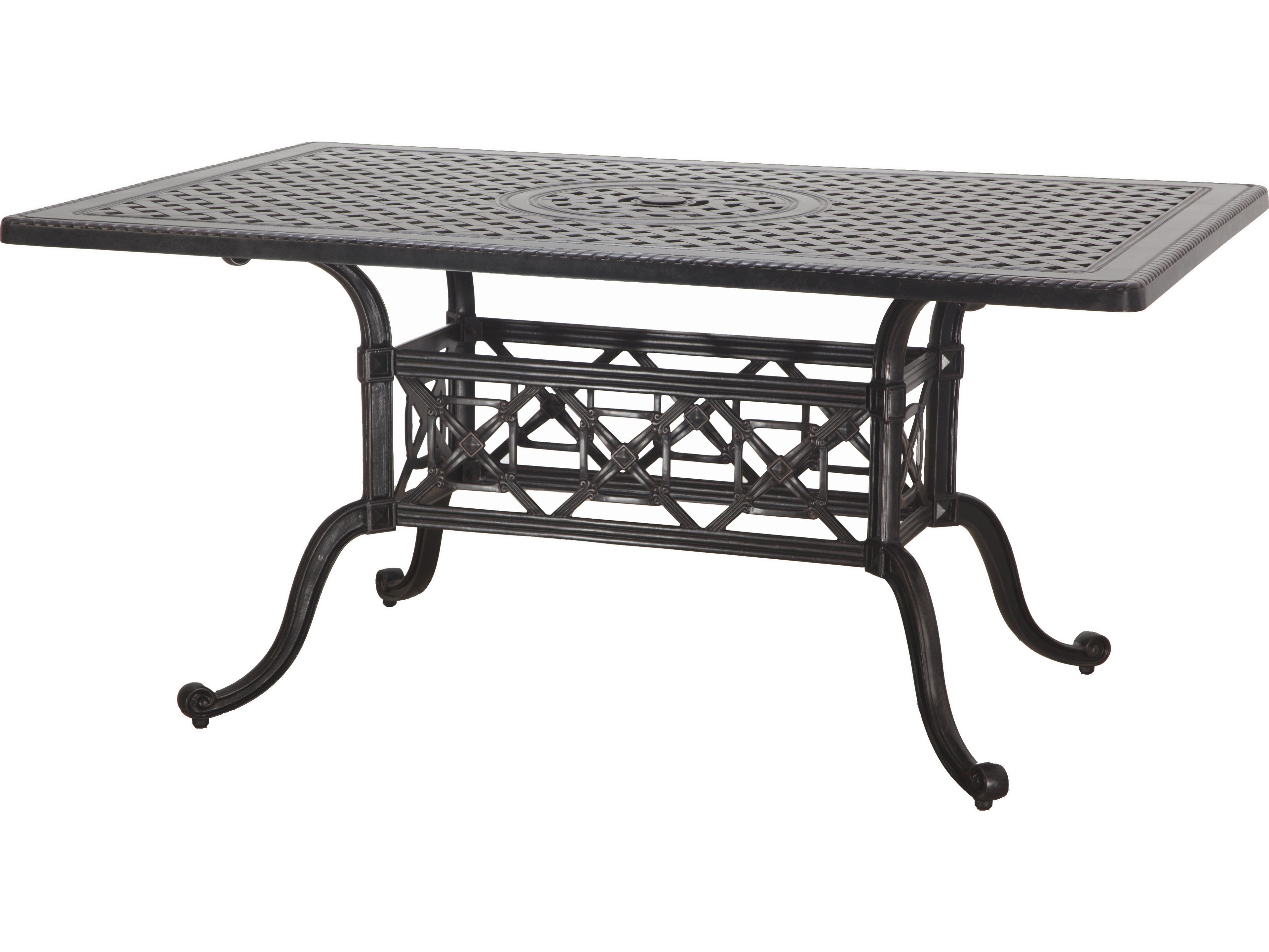 Grand Terrace Cast Aluminum Rectangular Counter / Gathering Table with Umbrella Hole