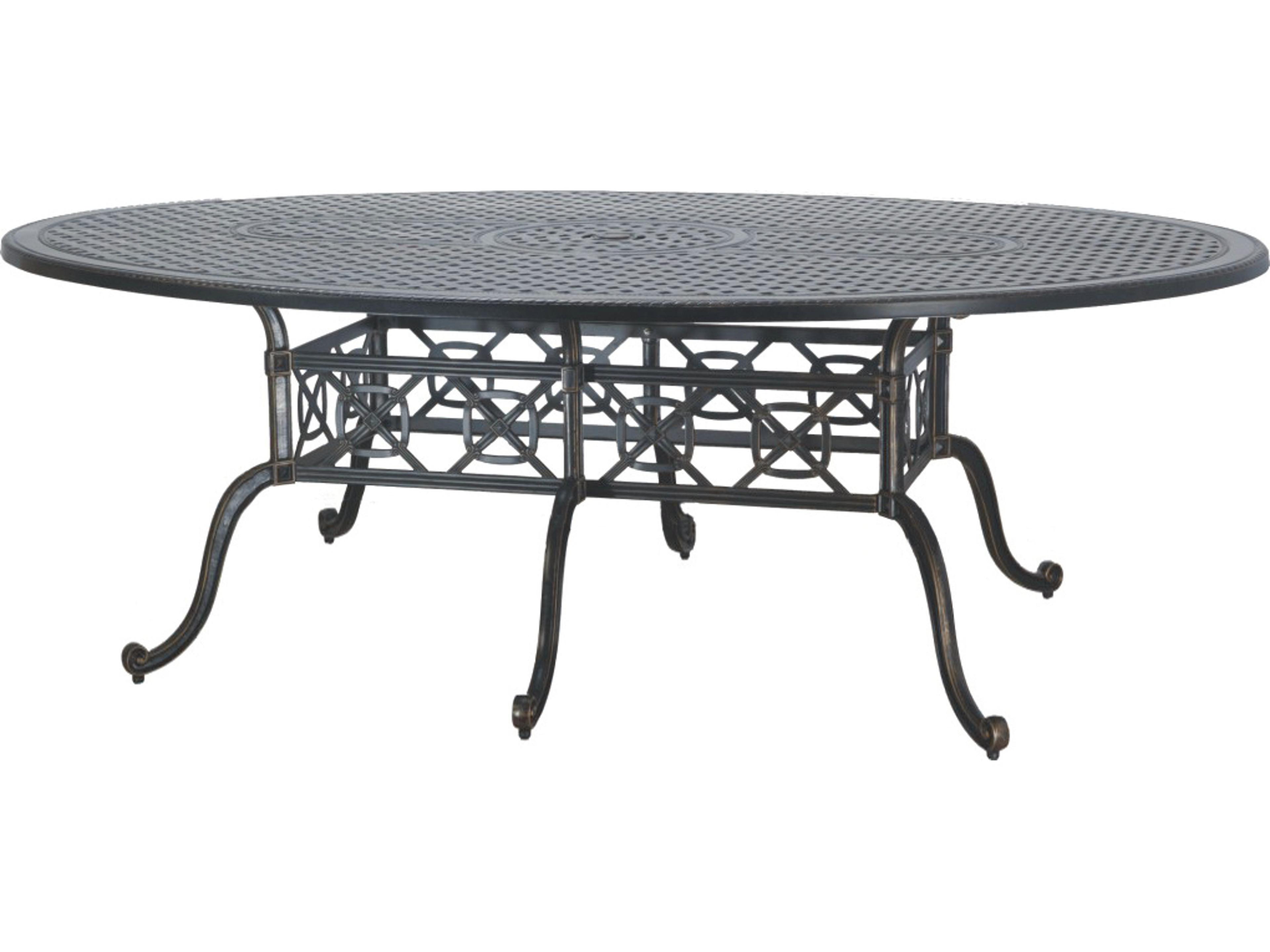 Grand Terrace Cast Aluminum Geo Outdoor Patio Bar Table with Umbrella Hole