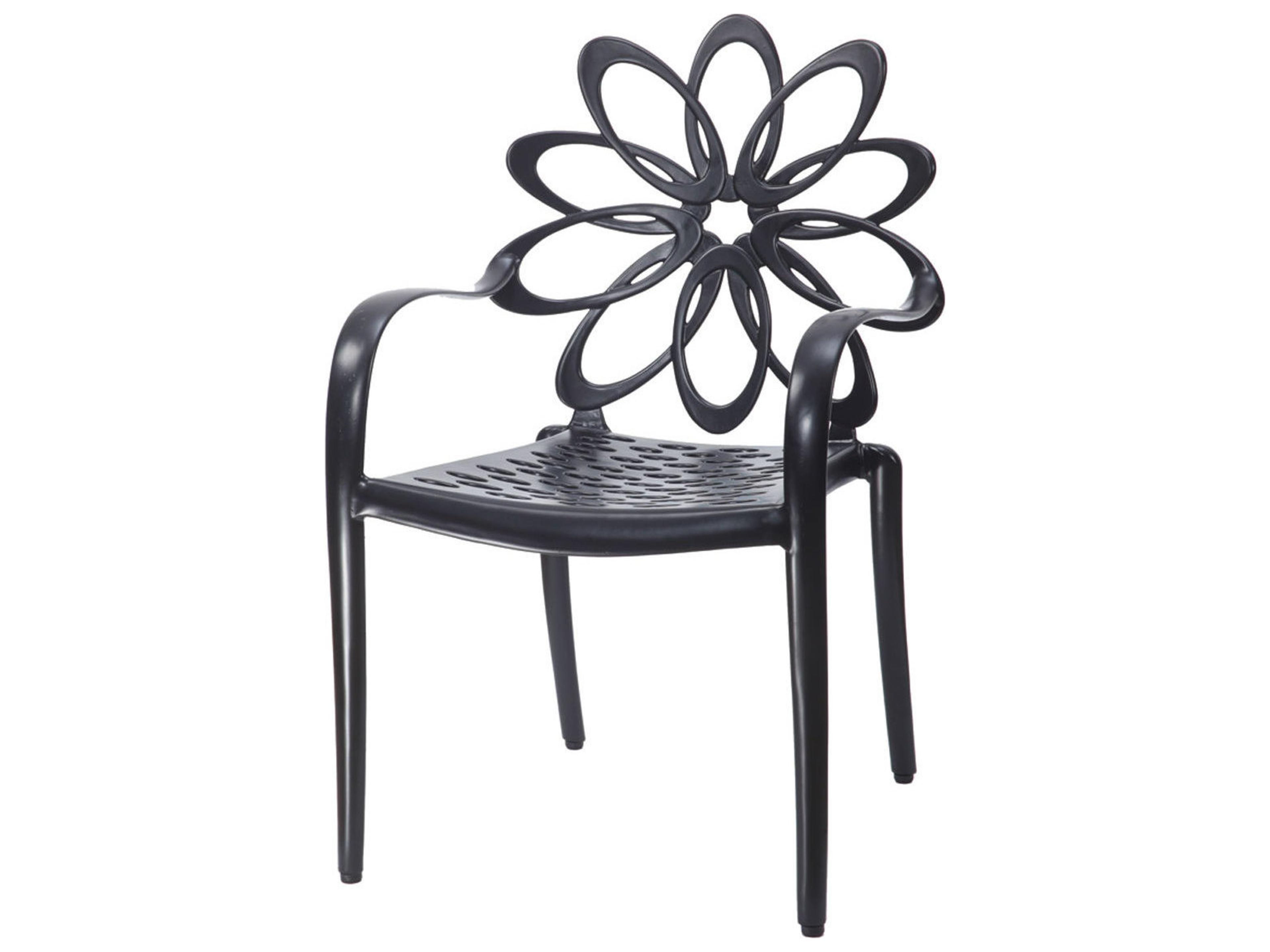 Lotus Cast Aluminum Stackable Cafe Arm Chair in Ruby