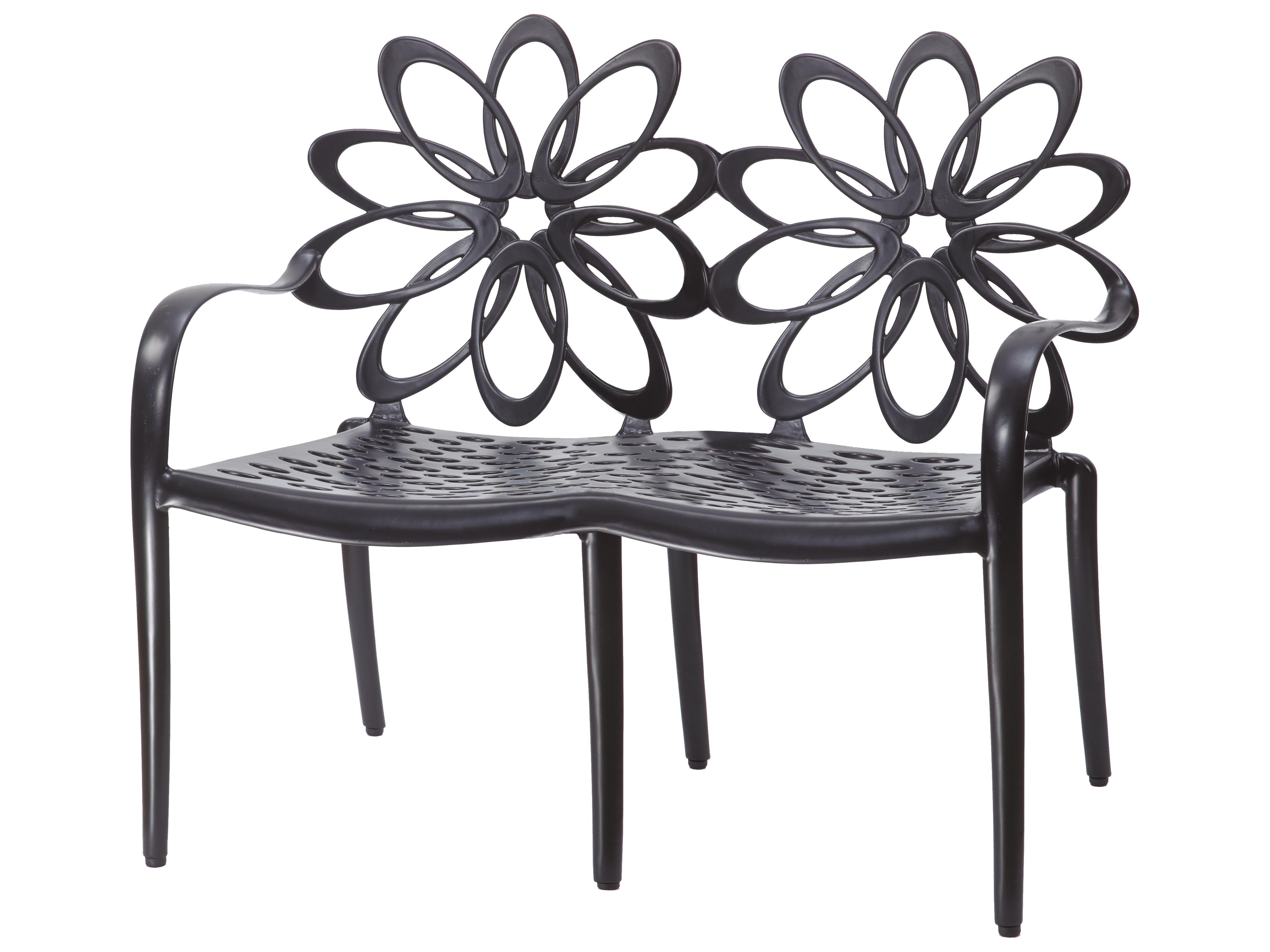 Lotus Cast Aluminum Outdoor Patio Loveseat in Ruby