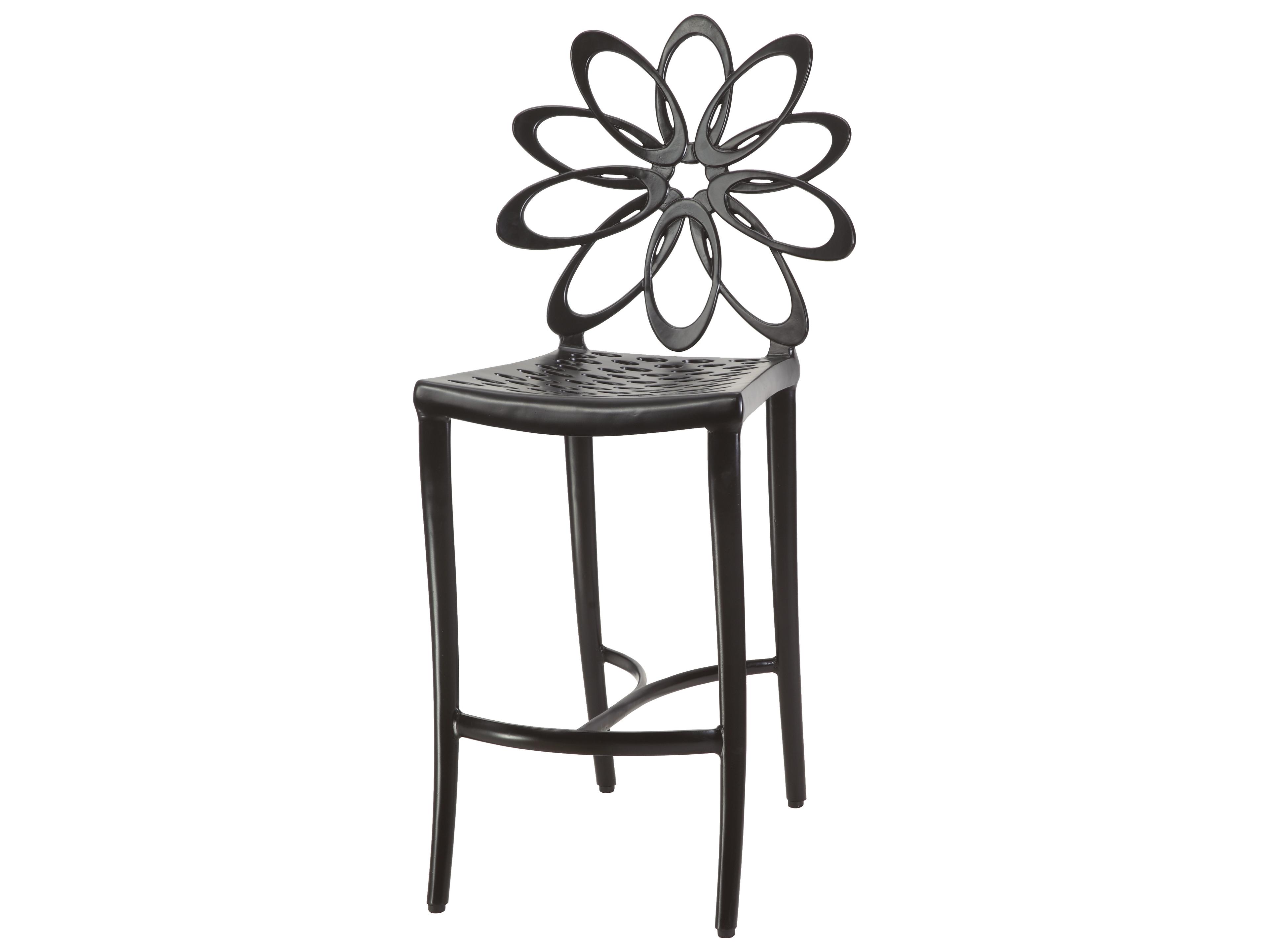 Lotus Cast Aluminum Outdoor Bar Stool - in Ruby