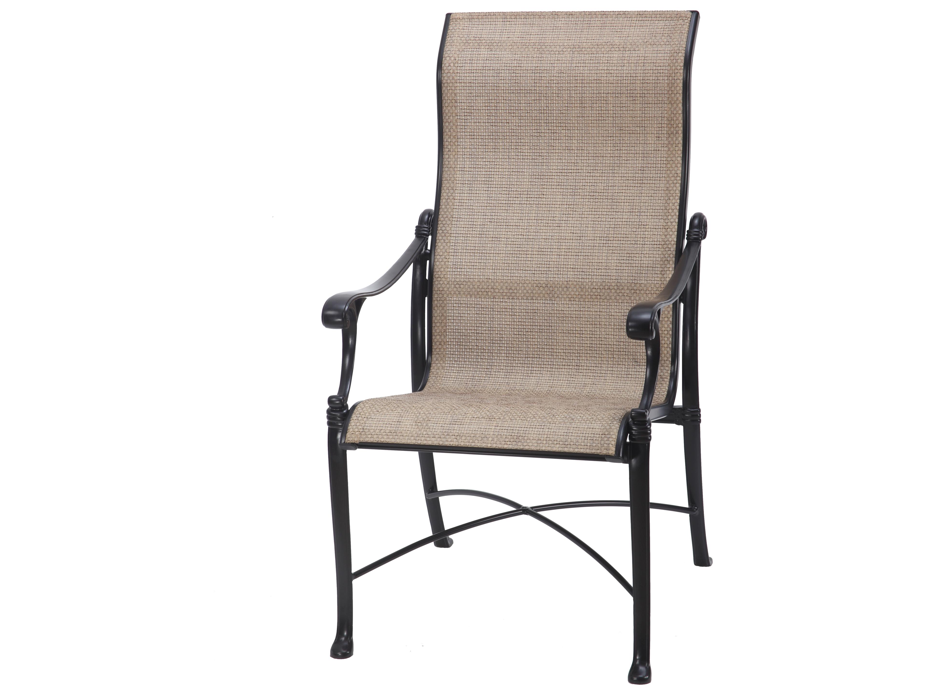 Michigan Sling Cast Aluminum High Back Outdoor Patio Dining Chair
