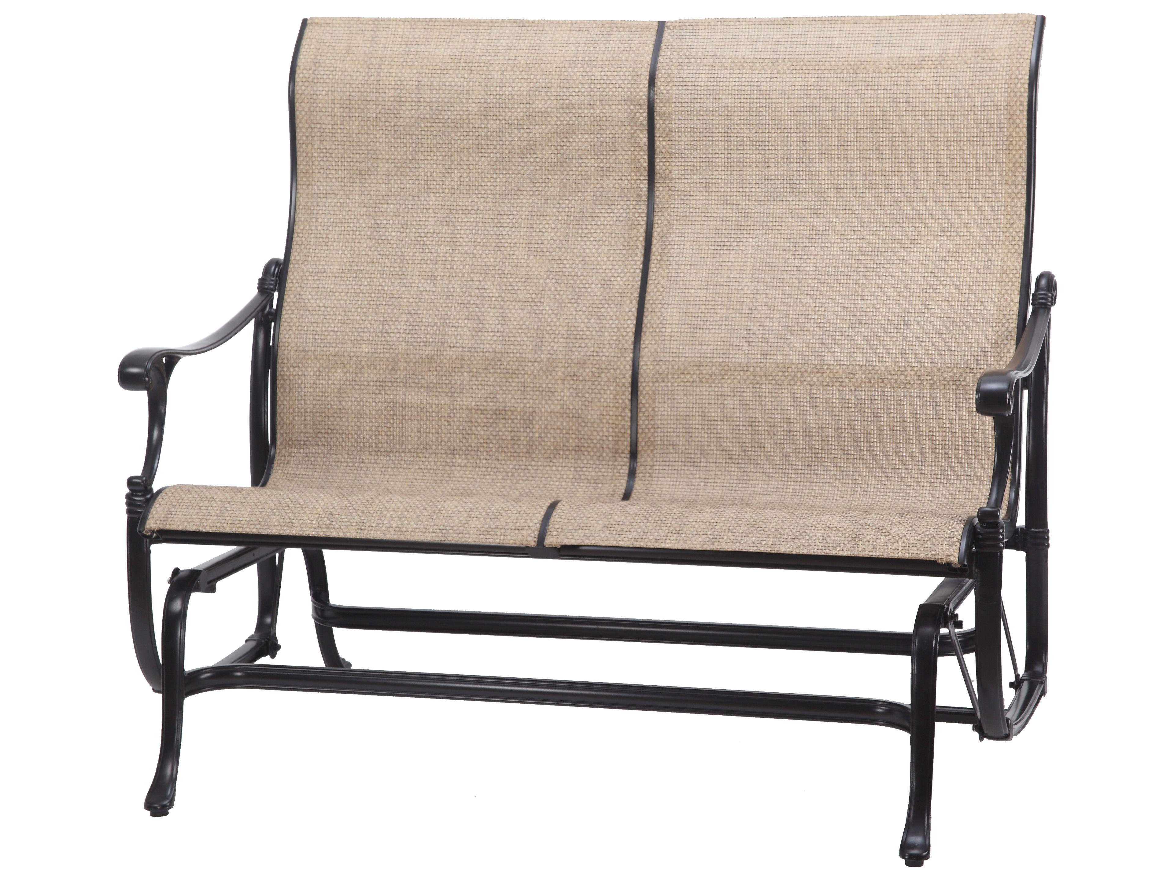 Michigan Sling Cast Aluminum High Back Outdoor Loveseat Glider