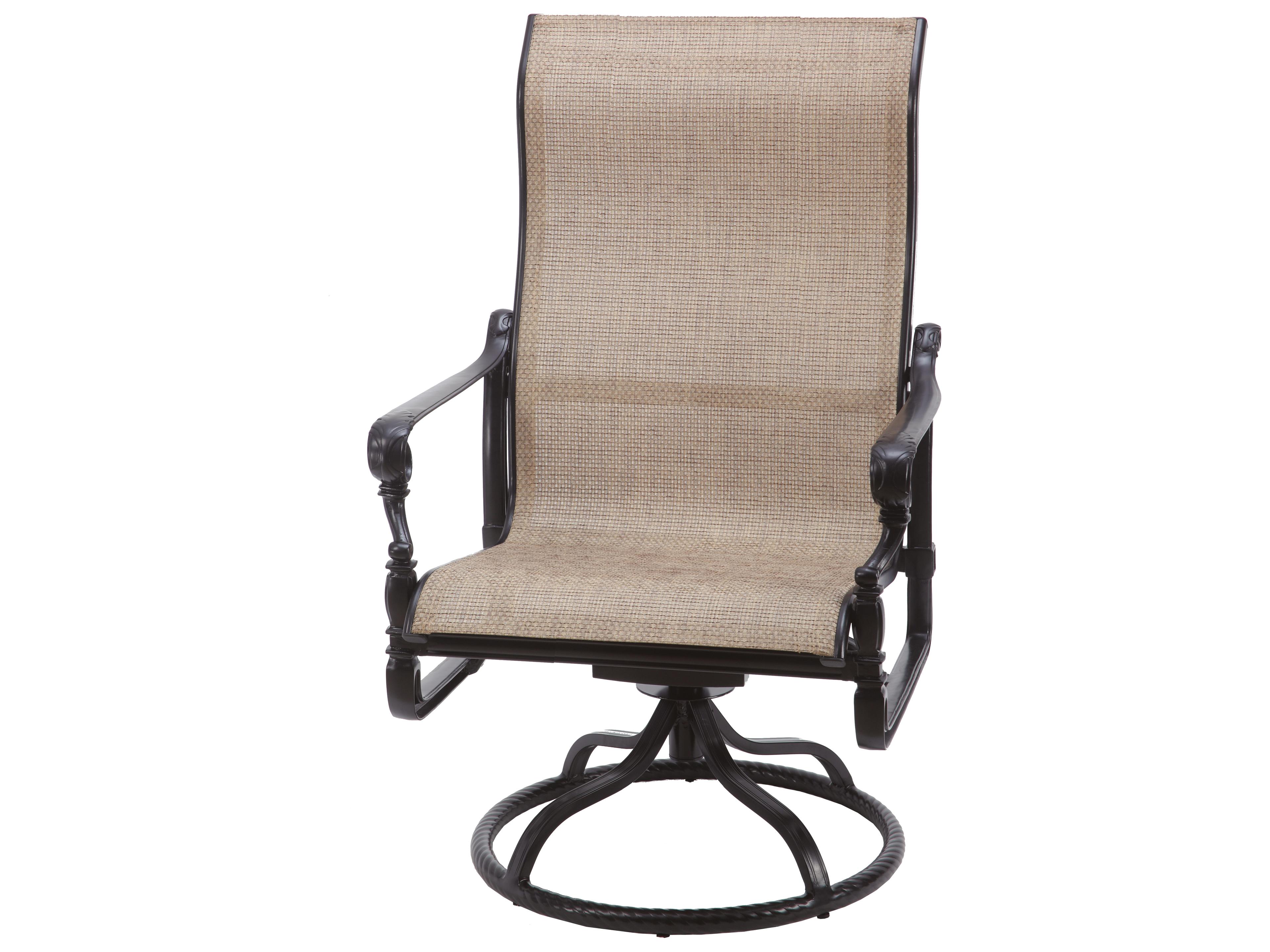 Grand Terrace Sling Cast Aluminum High Back Swivel Rocking Patio Lounge Chair
