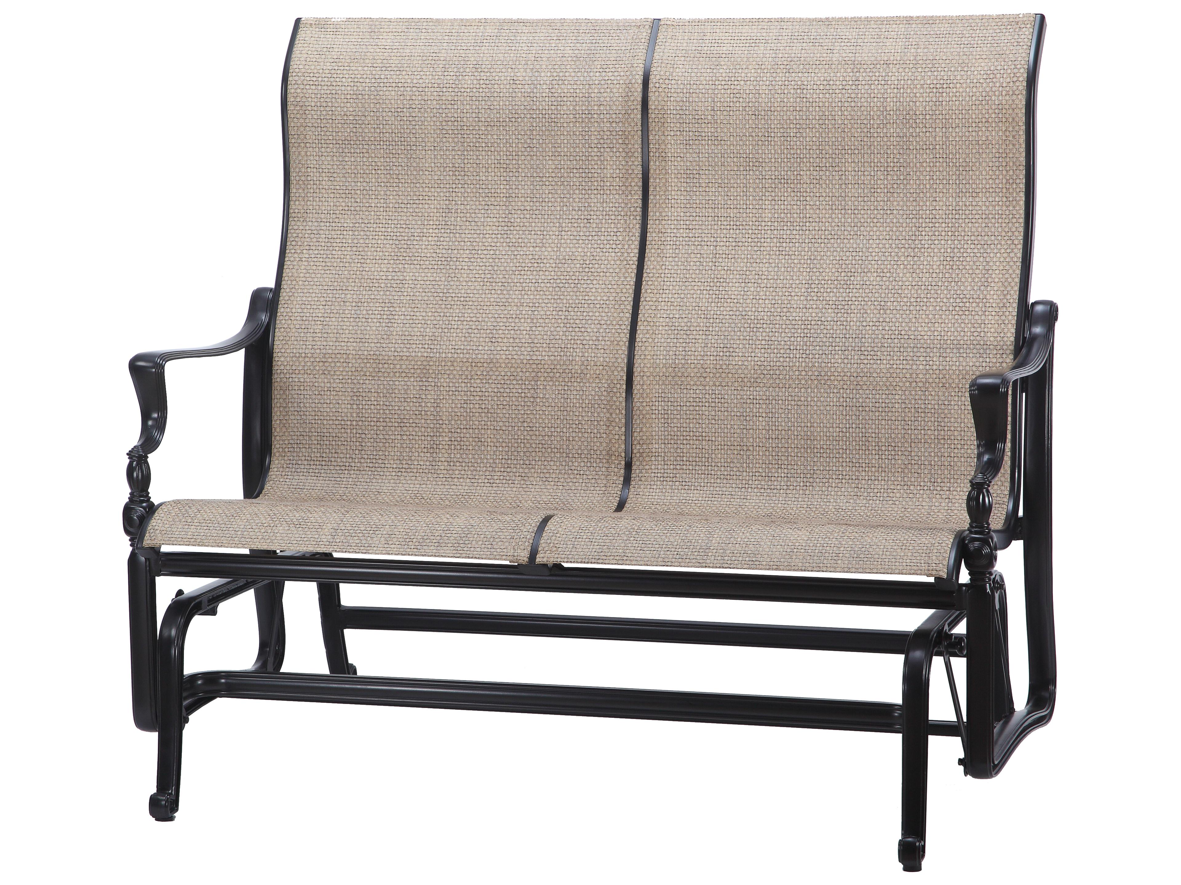 Bel Air Sling Cast Aluminum High Back Glider Outdoor Loveseat Glider