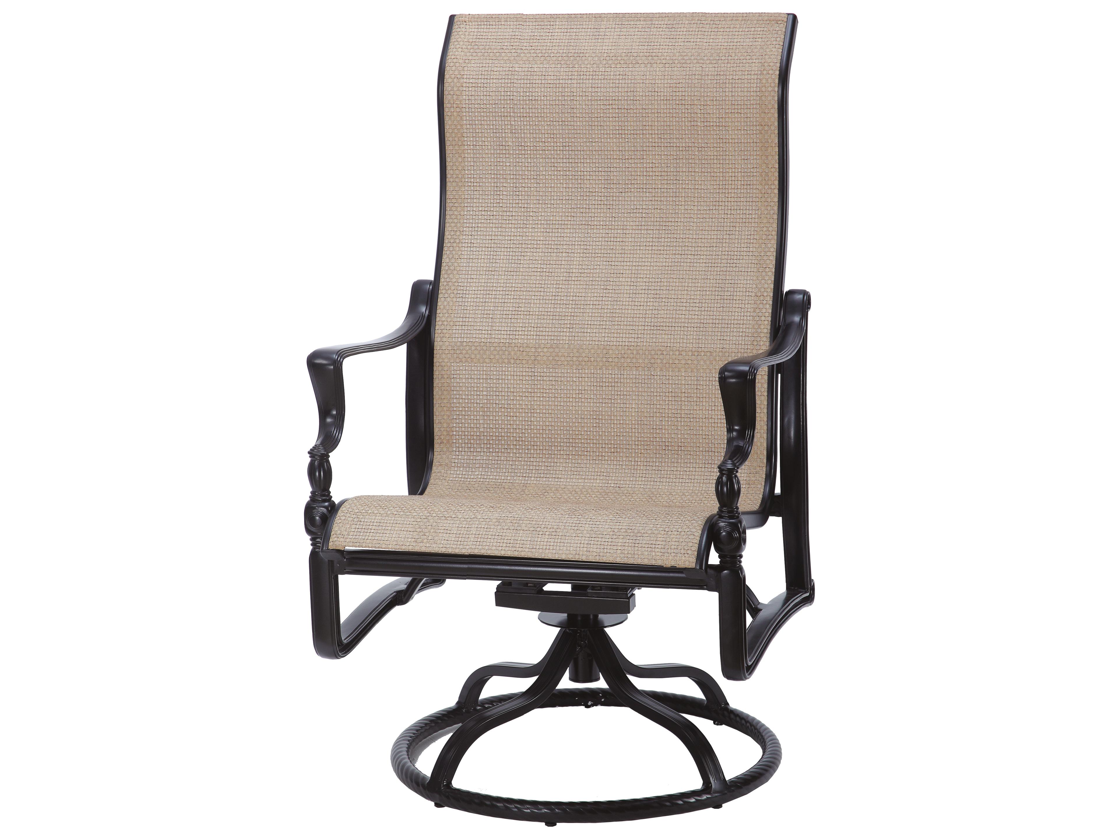Bel Air Sling Cast Aluminum High Back Swivel Rocker Outdoor Lounge Chair