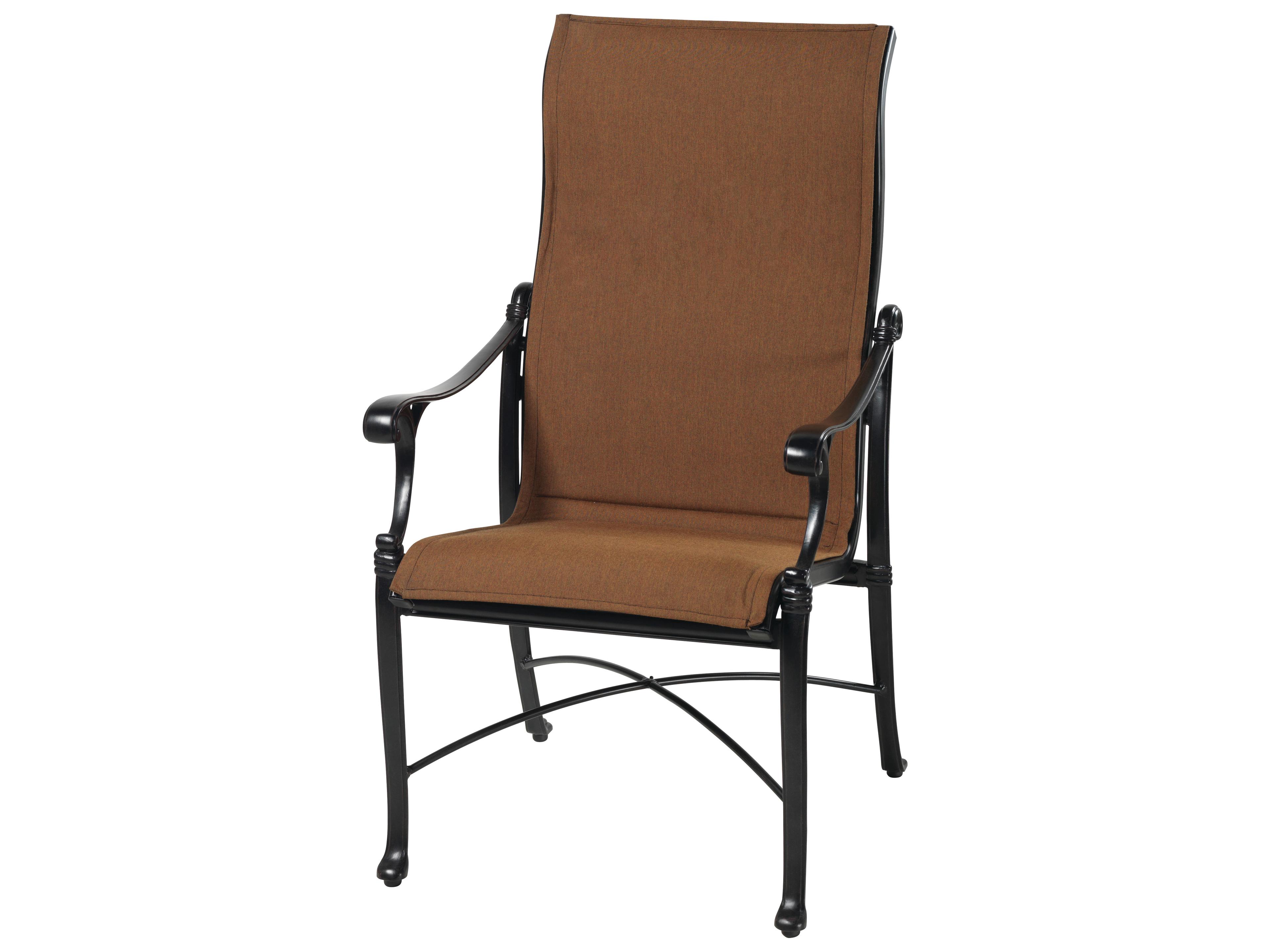 Michigan Padded Sling Cast Aluminum High Back Outdoor Patio Dining Chair