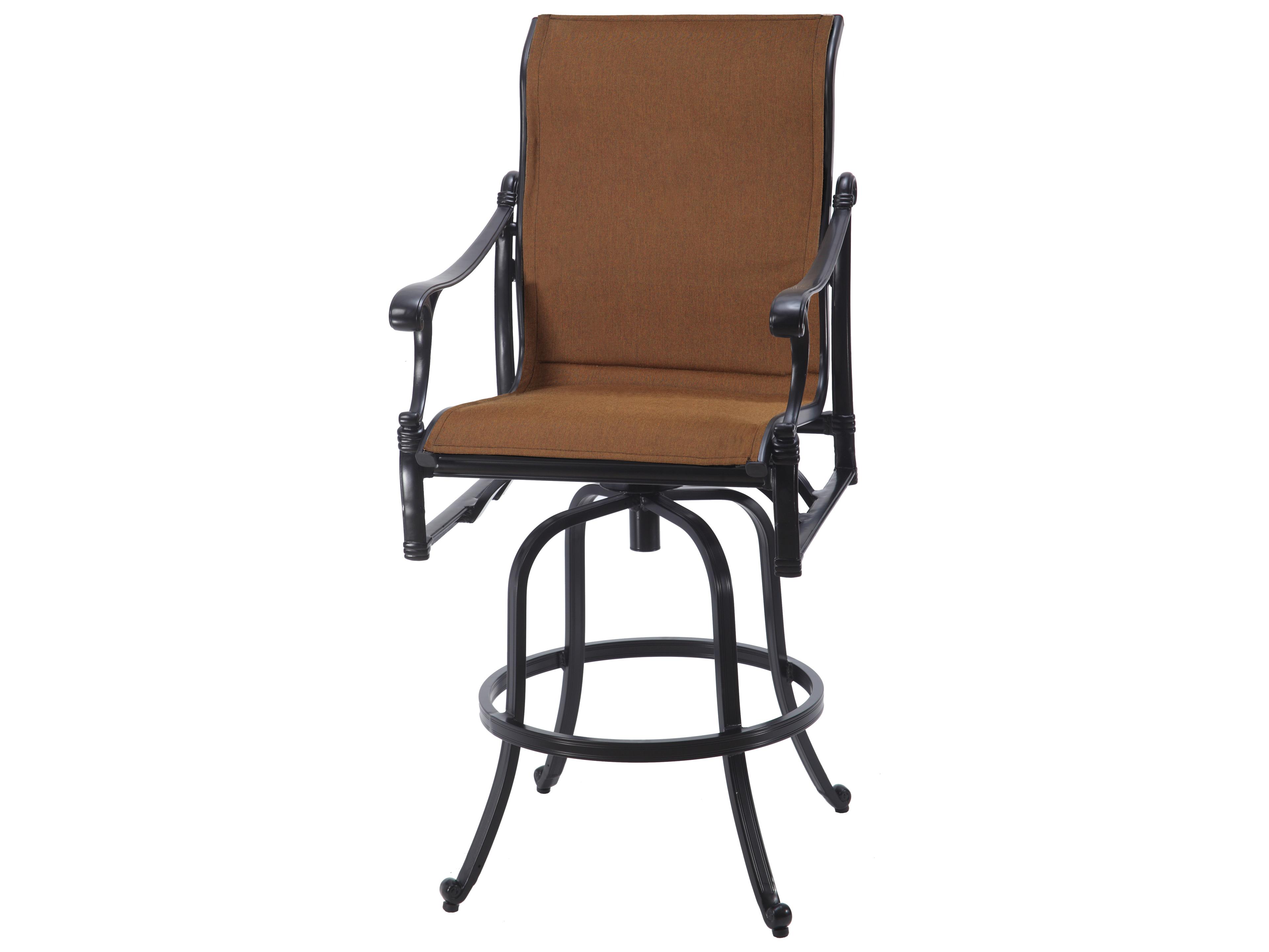 Michigan Padded Sling Cast Aluminum Swivel Outdoor Patio Bar Stool
