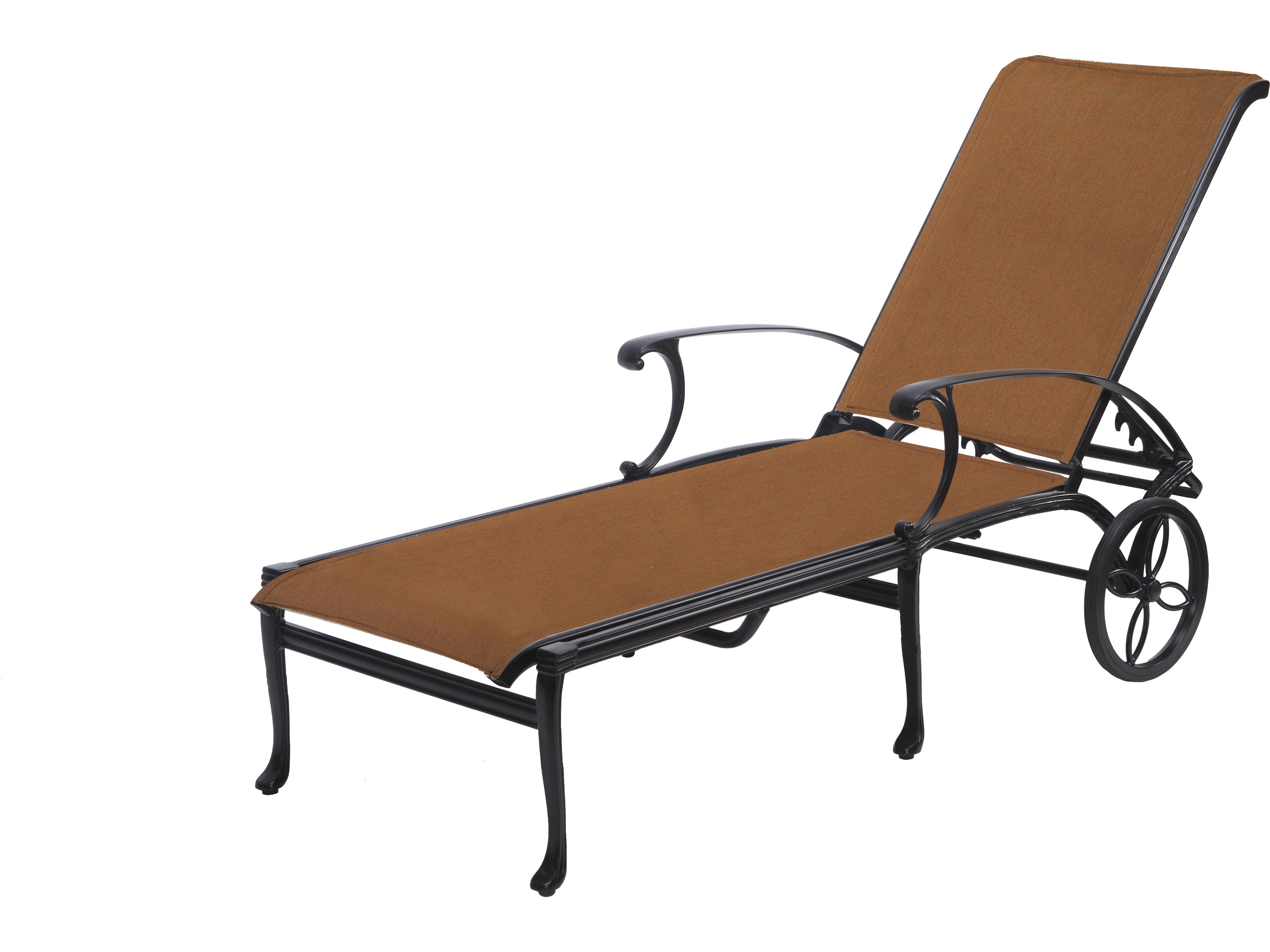 Michigan Padded Sling Cast Aluminum Outdoor Patio Chaise Lounge